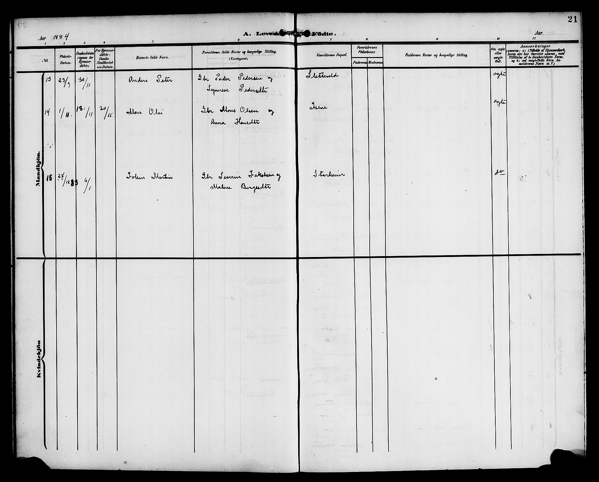 Eid sokneprestembete, AV/SAB-A-82301/H/Haa/Haac/L0001: Parish register (official) no. C 1, 1879-1899, p. 21