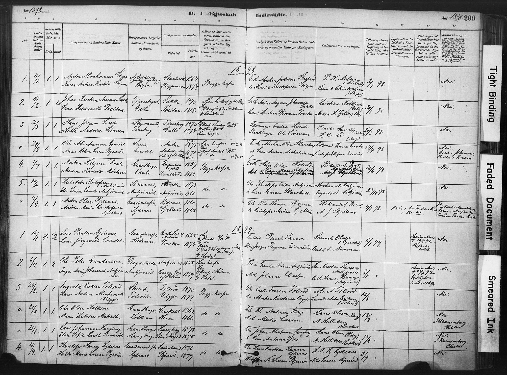 Andebu kirkebøker, SAKO/A-336/F/Fa/L0007: Parish register (official) no. 7, 1878-1899, p. 209