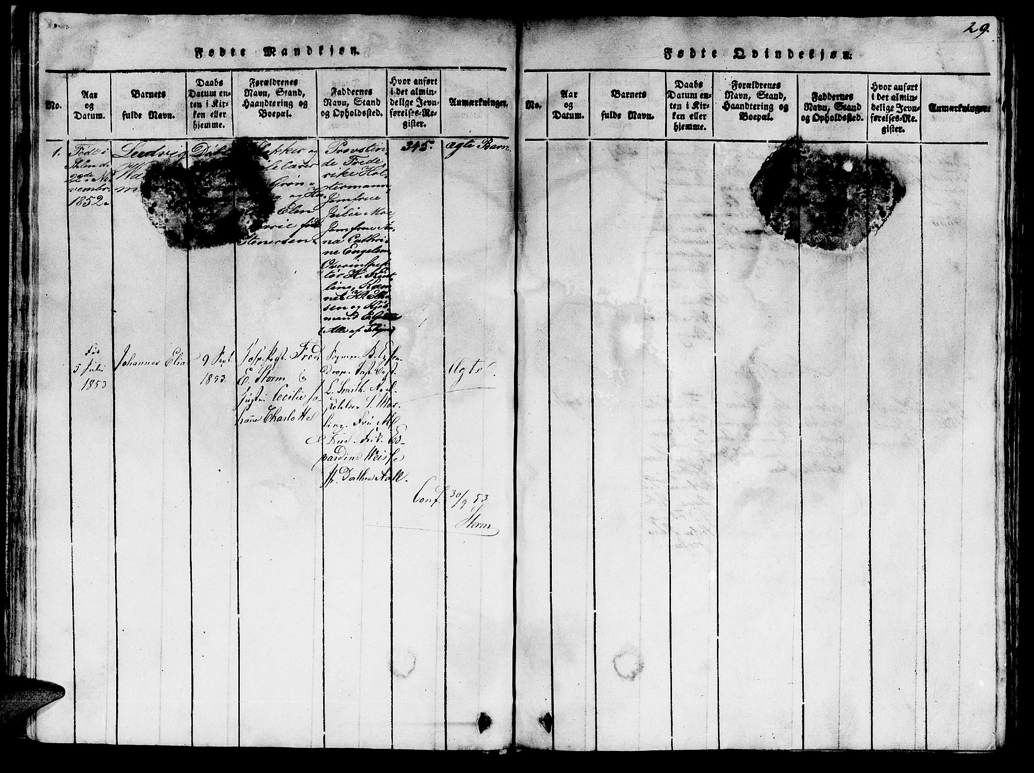 Ministerialprotokoller, klokkerbøker og fødselsregistre - Sør-Trøndelag, AV/SAT-A-1456/623/L0478: Parish register (copy) no. 623C01, 1815-1873, p. 29