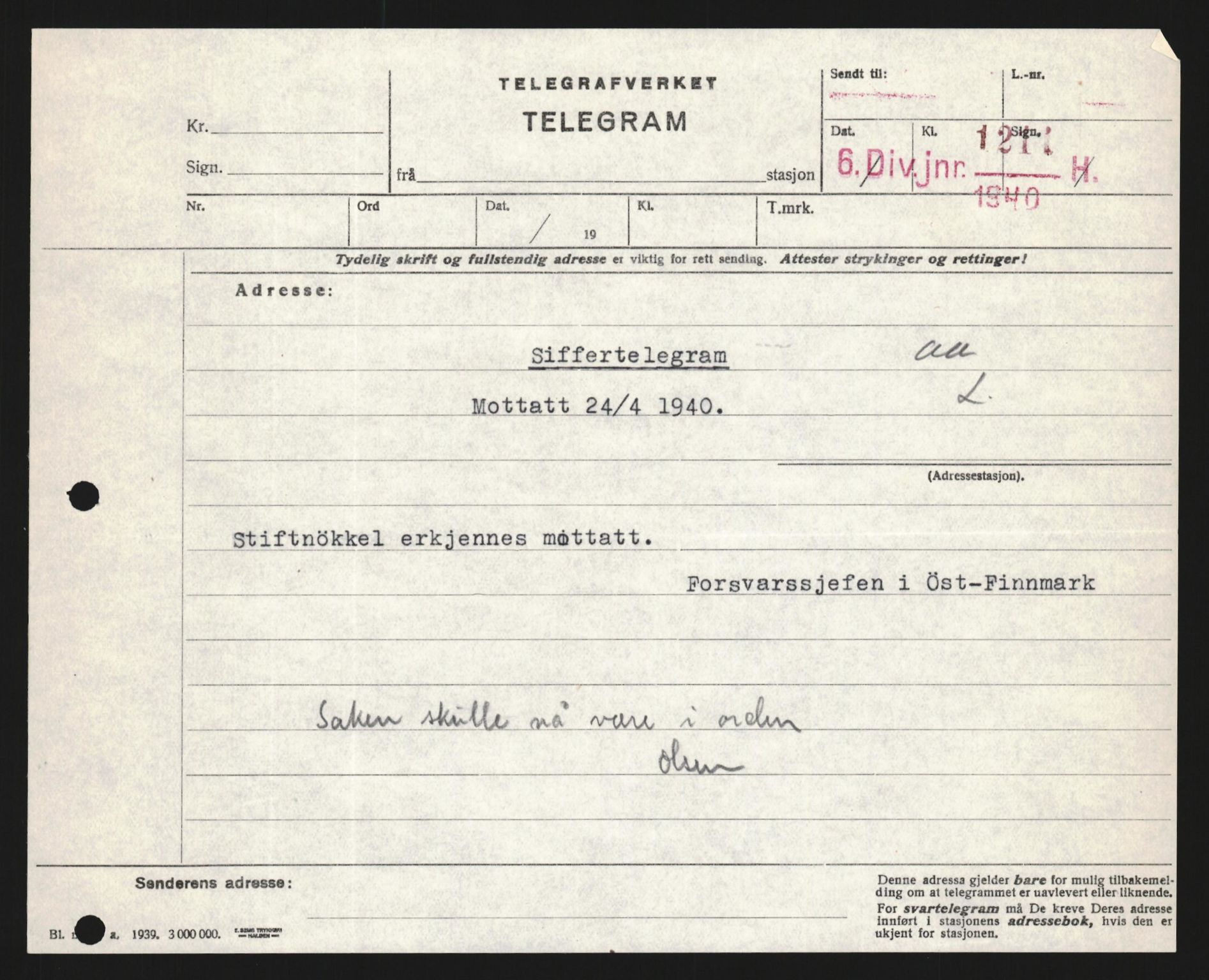 Forsvaret, Forsvarets krigshistoriske avdeling, AV/RA-RAFA-2017/Y/Yb/L0122: II-C-11-600  -  6. Divisjon med avdelinger, 1940, p. 256