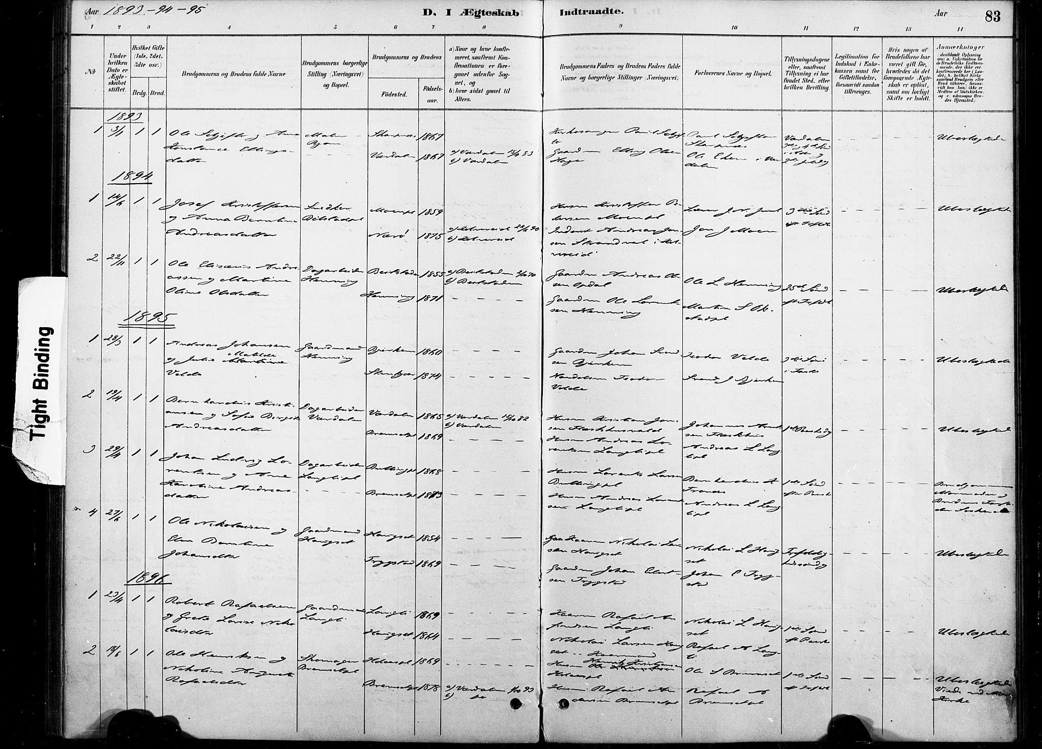 Ministerialprotokoller, klokkerbøker og fødselsregistre - Nord-Trøndelag, SAT/A-1458/738/L0364: Parish register (official) no. 738A01, 1884-1902, p. 83