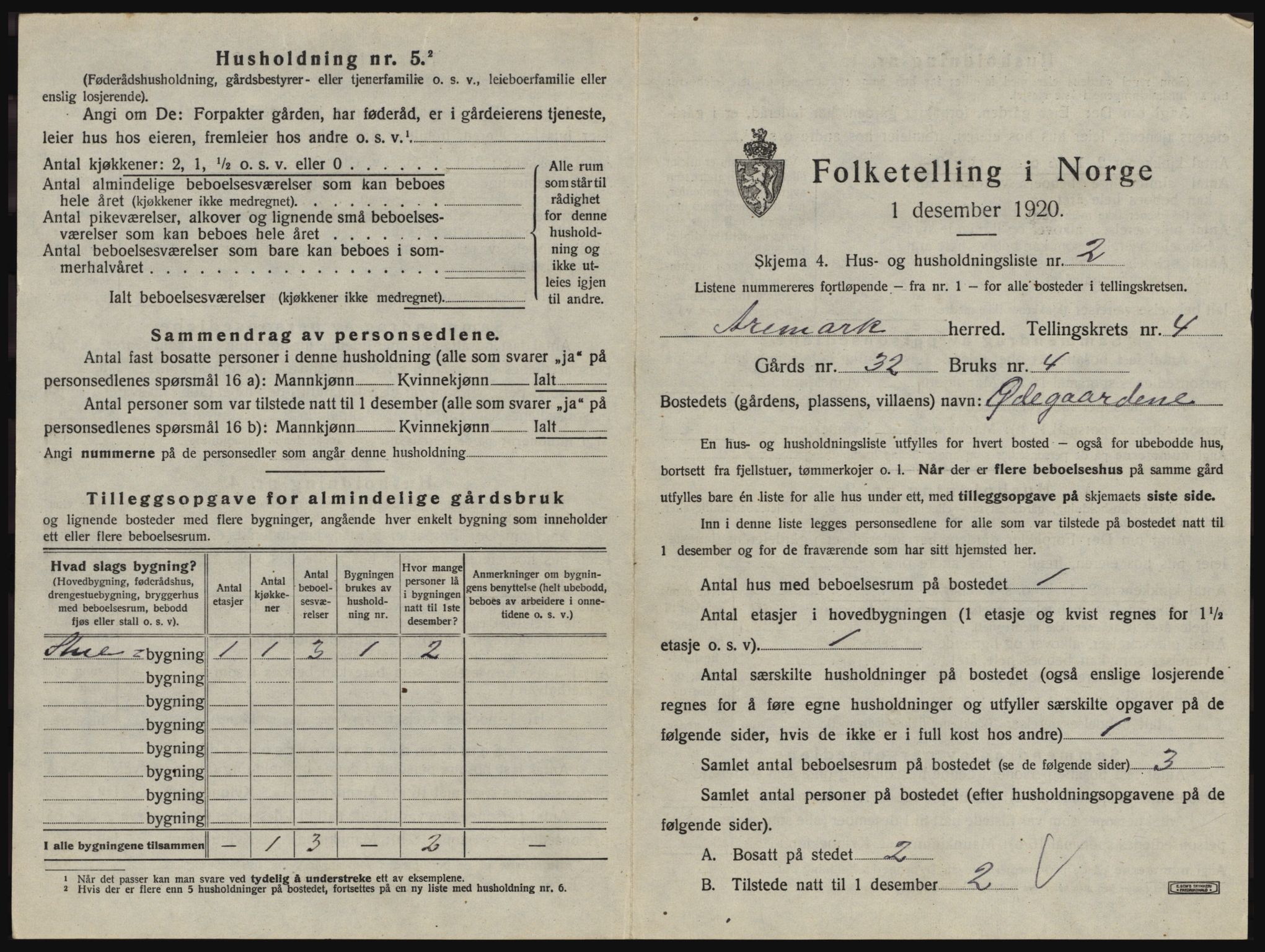 SAO, 1920 census for Aremark, 1920, p. 481