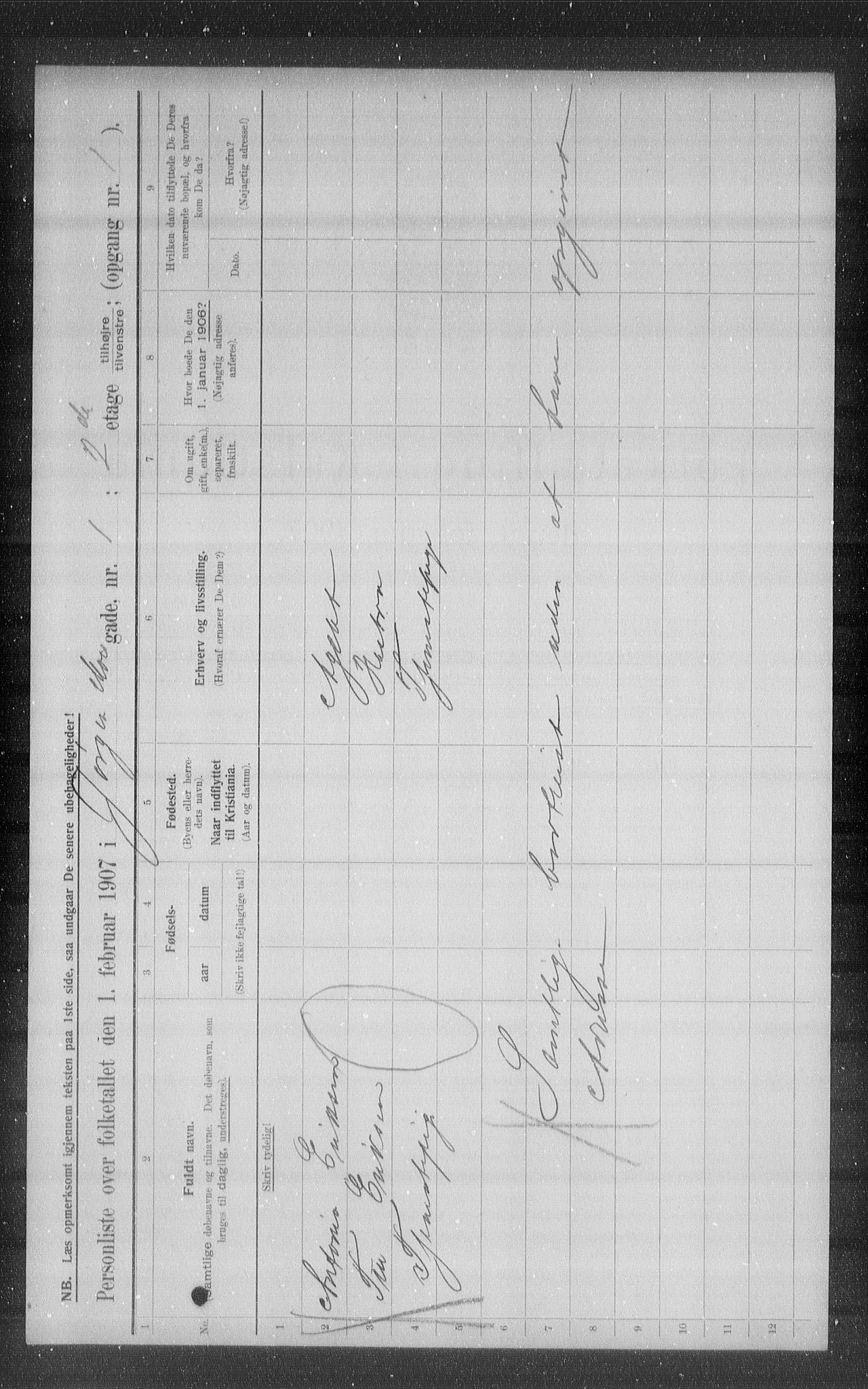 OBA, Municipal Census 1907 for Kristiania, 1907, p. 24318