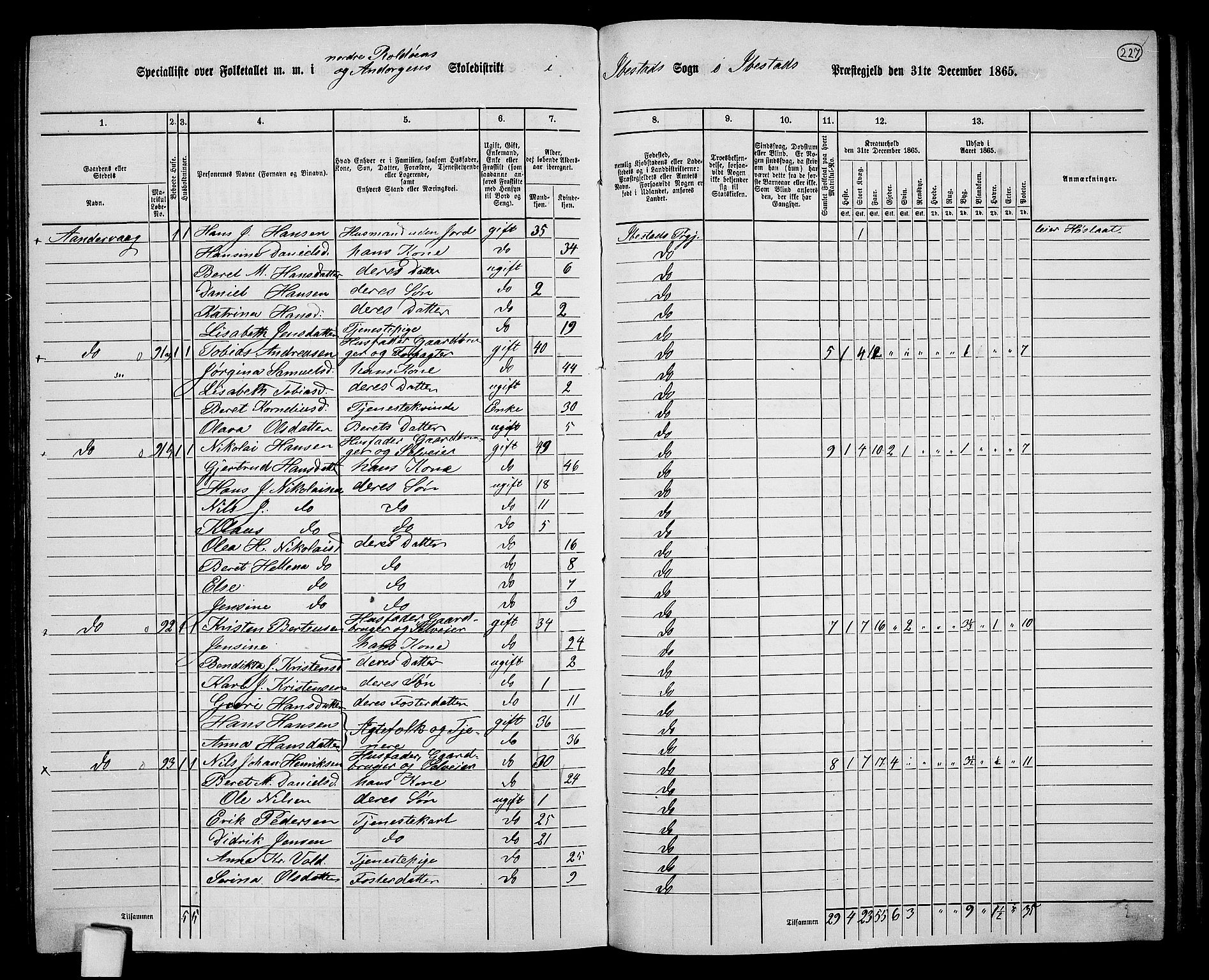 RA, 1865 census for Ibestad, 1865, p. 212