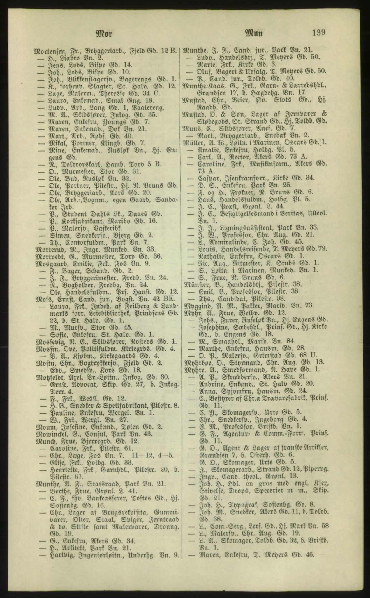 Kristiania/Oslo adressebok, PUBL/-, 1881, p. 139