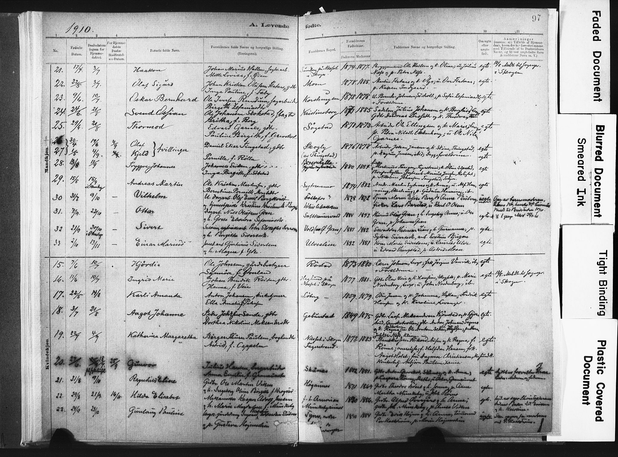 Ministerialprotokoller, klokkerbøker og fødselsregistre - Nord-Trøndelag, SAT/A-1458/721/L0207: Parish register (official) no. 721A02, 1880-1911, p. 97