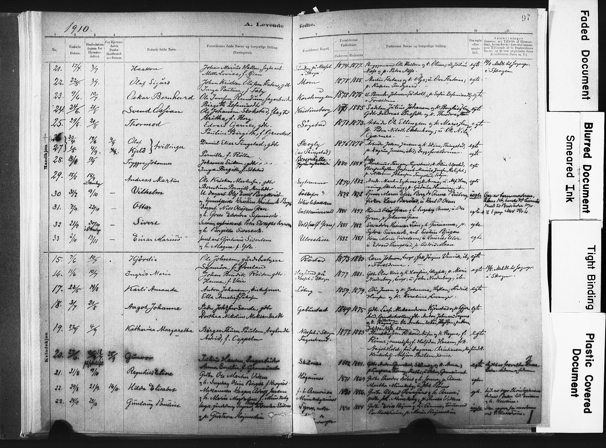 Ministerialprotokoller, klokkerbøker og fødselsregistre - Nord-Trøndelag, AV/SAT-A-1458/721/L0207: Parish register (official) no. 721A02, 1880-1911, p. 97