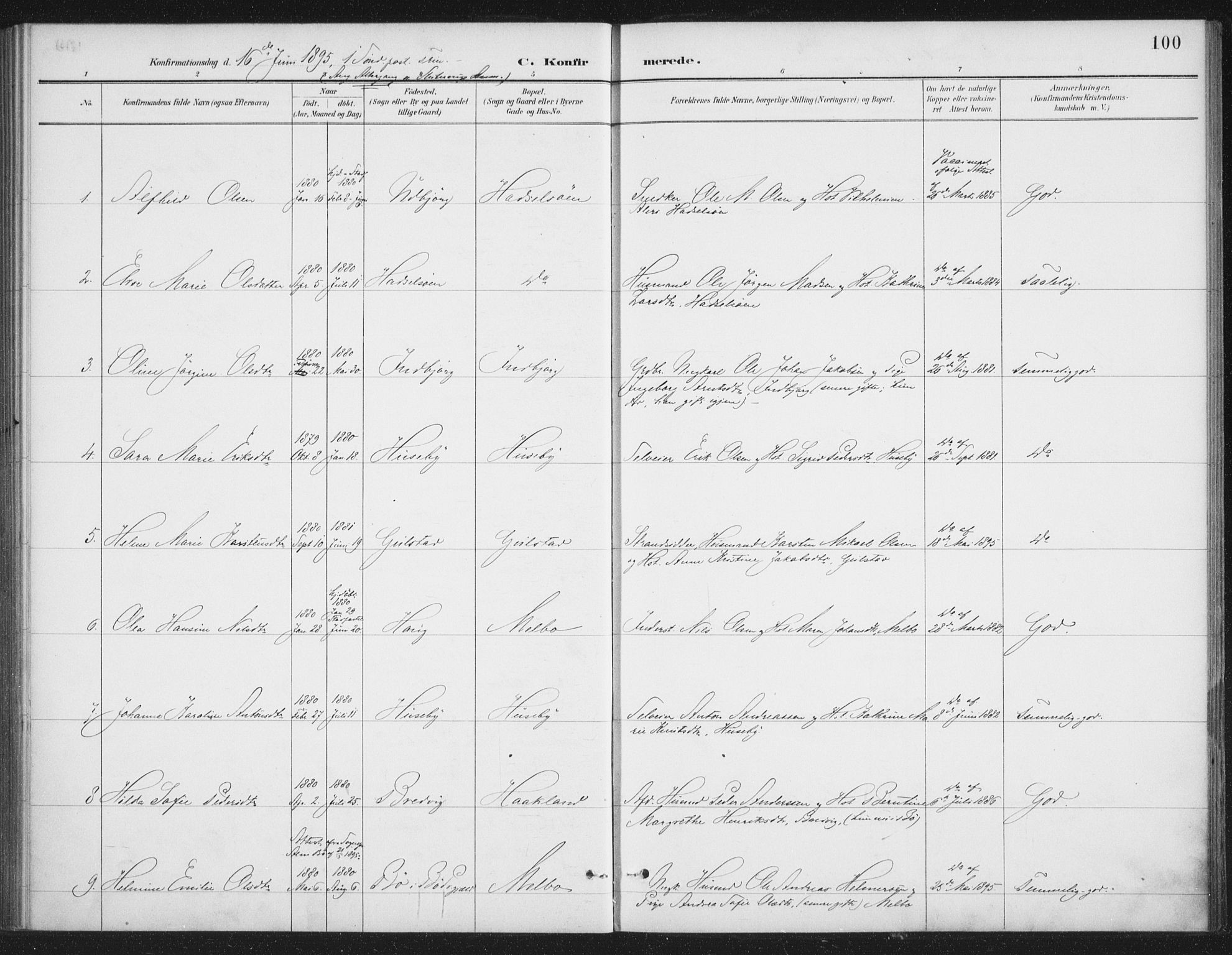 Ministerialprotokoller, klokkerbøker og fødselsregistre - Nordland, SAT/A-1459/888/L1245: Parish register (official) no. 888A11, 1888-1900, p. 100