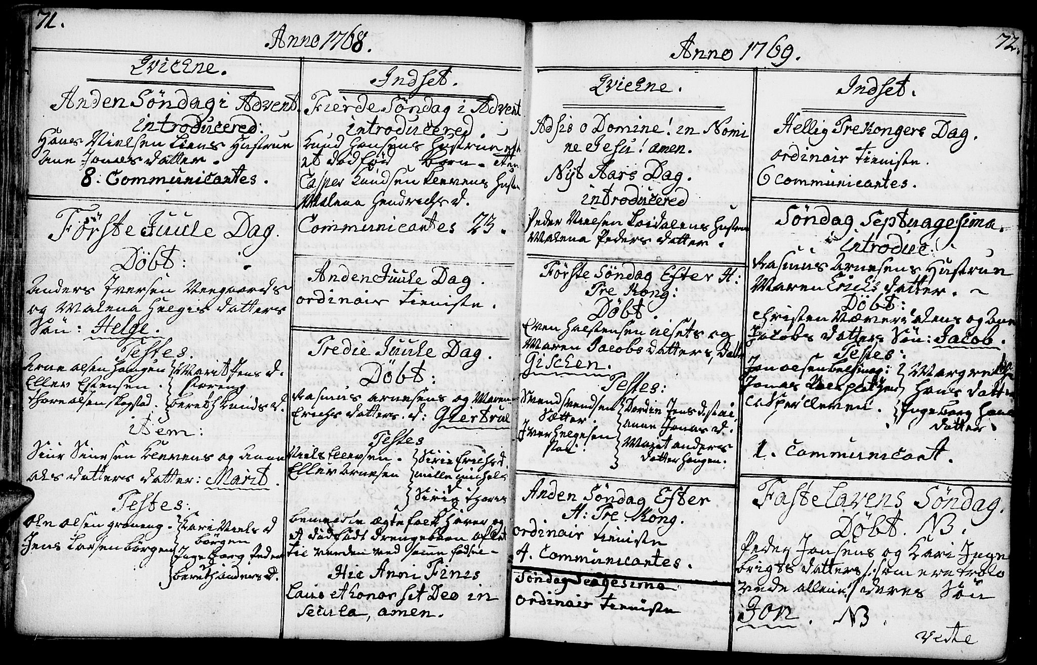 Kvikne prestekontor, SAH/PREST-064/H/Ha/Haa/L0002: Parish register (official) no. 2, 1764-1784, p. 71-72