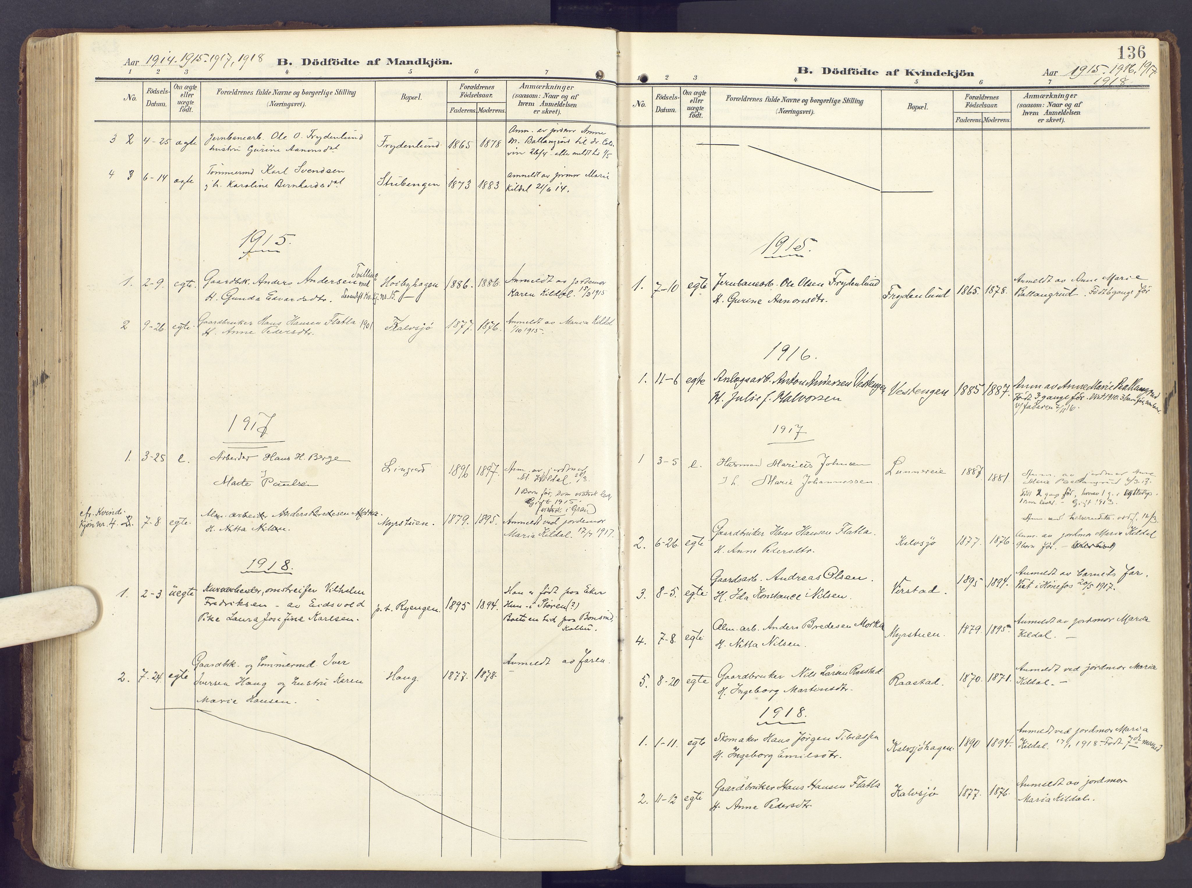 Lunner prestekontor, SAH/PREST-118/H/Ha/Haa/L0001: Parish register (official) no. 1, 1907-1922, p. 136