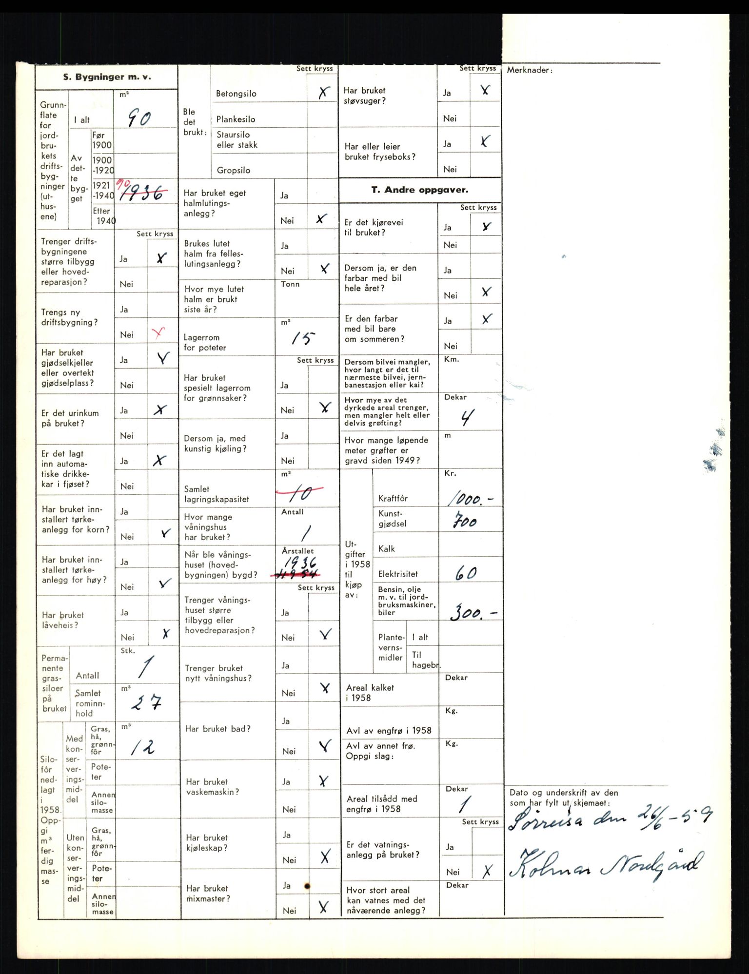 Statistisk sentralbyrå, Næringsøkonomiske emner, Jordbruk, skogbruk, jakt, fiske og fangst, AV/RA-S-2234/G/Gd/L0656: Troms: 1924 Målselv (kl. 0-3) og 1925 Sørreisa, 1959, p. 1765