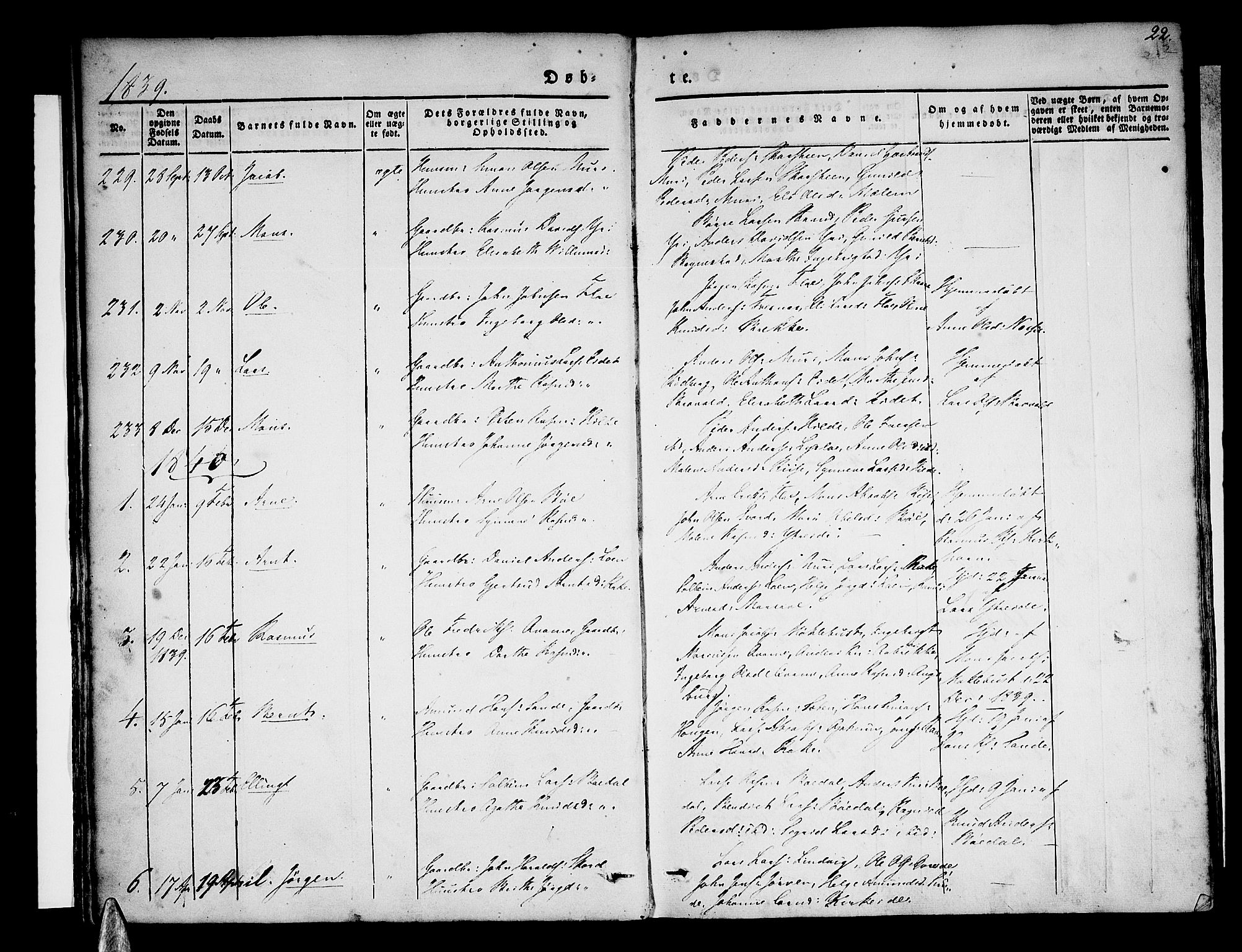 Stryn Sokneprestembete, SAB/A-82501: Parish register (official) no. A 1, 1832-1845, p. 22