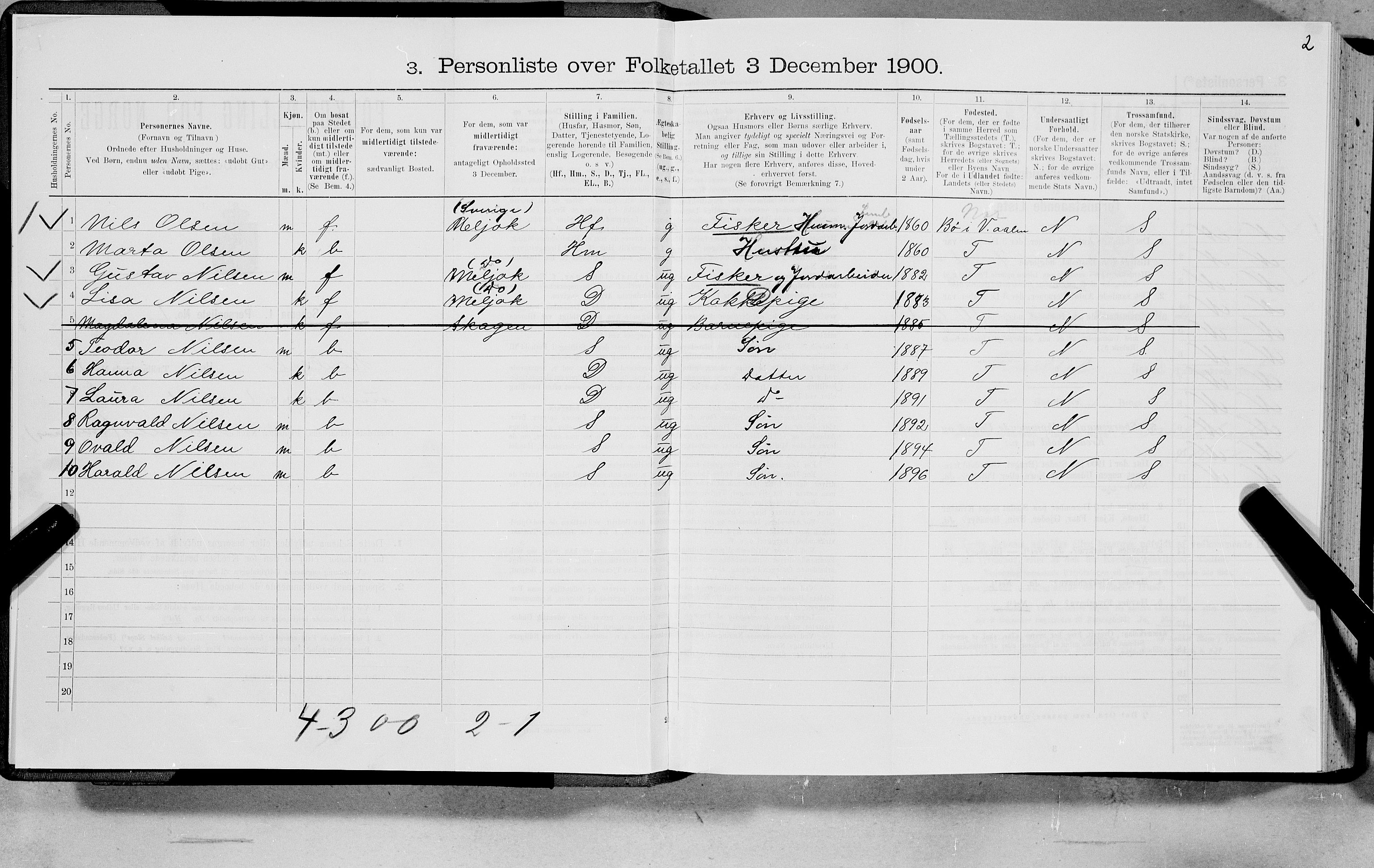 SAT, 1900 census for Hadsel, 1900, p. 48