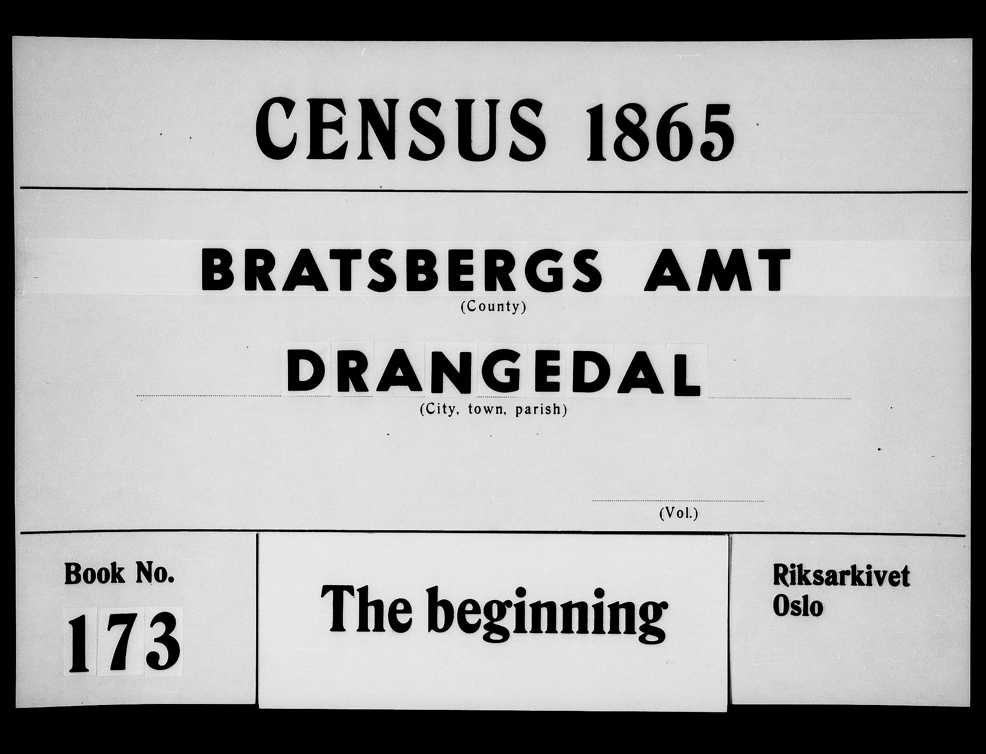 RA, 1865 census for Drangedal, 1865, p. 1