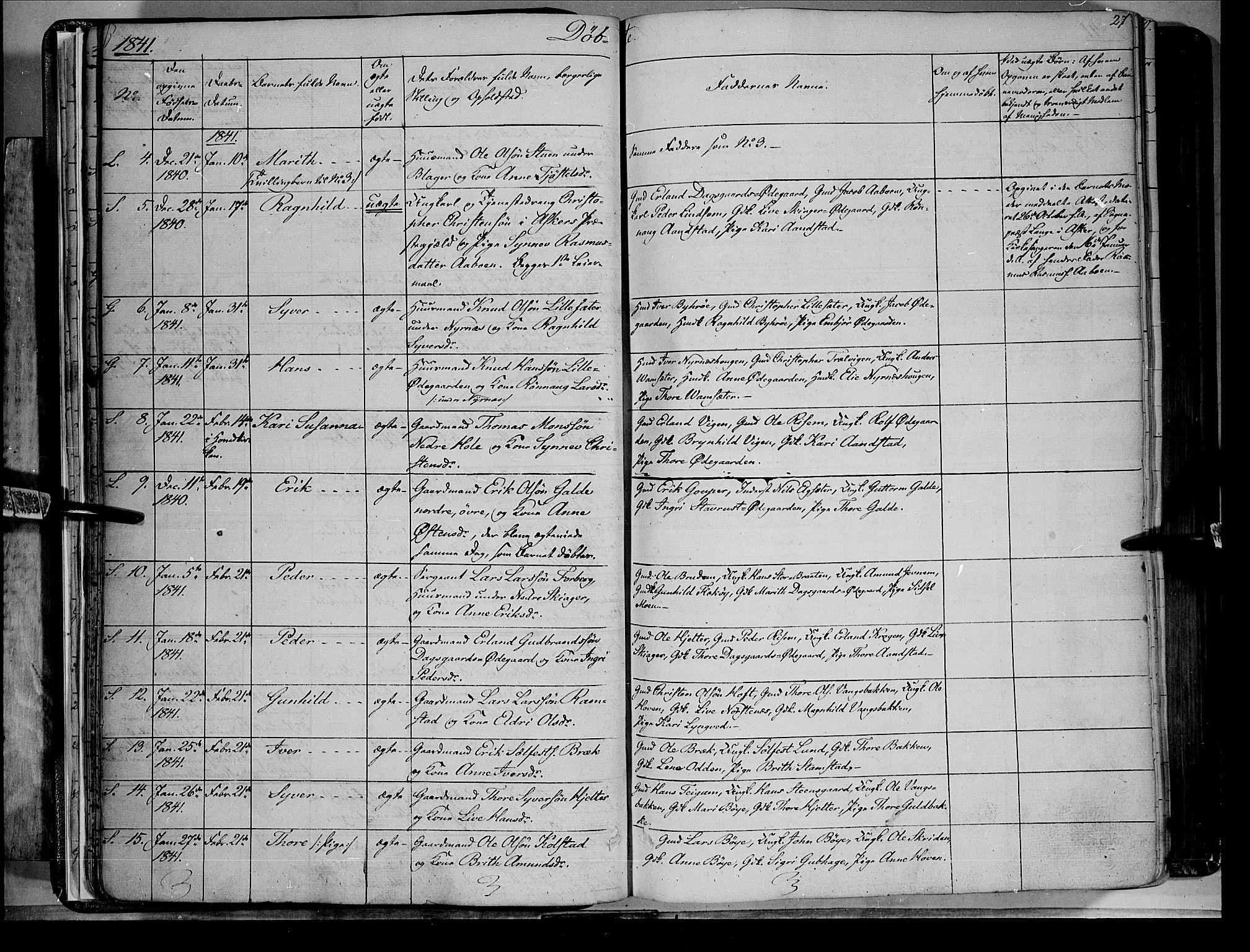 Lom prestekontor, SAH/PREST-070/K/L0006: Parish register (official) no. 6A, 1837-1863, p. 27