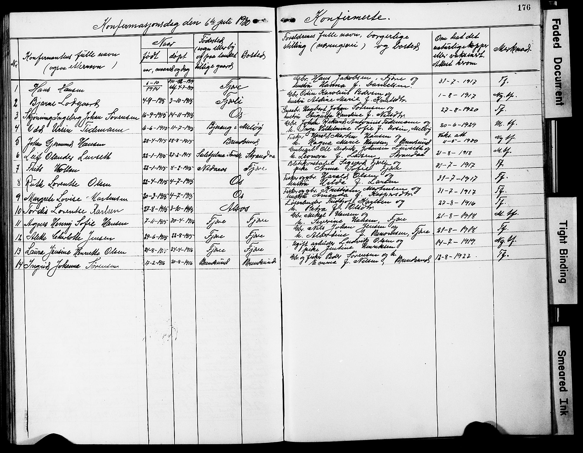 Ministerialprotokoller, klokkerbøker og fødselsregistre - Nordland, SAT/A-1459/803/L0077: Parish register (copy) no. 803C04, 1897-1930, p. 176