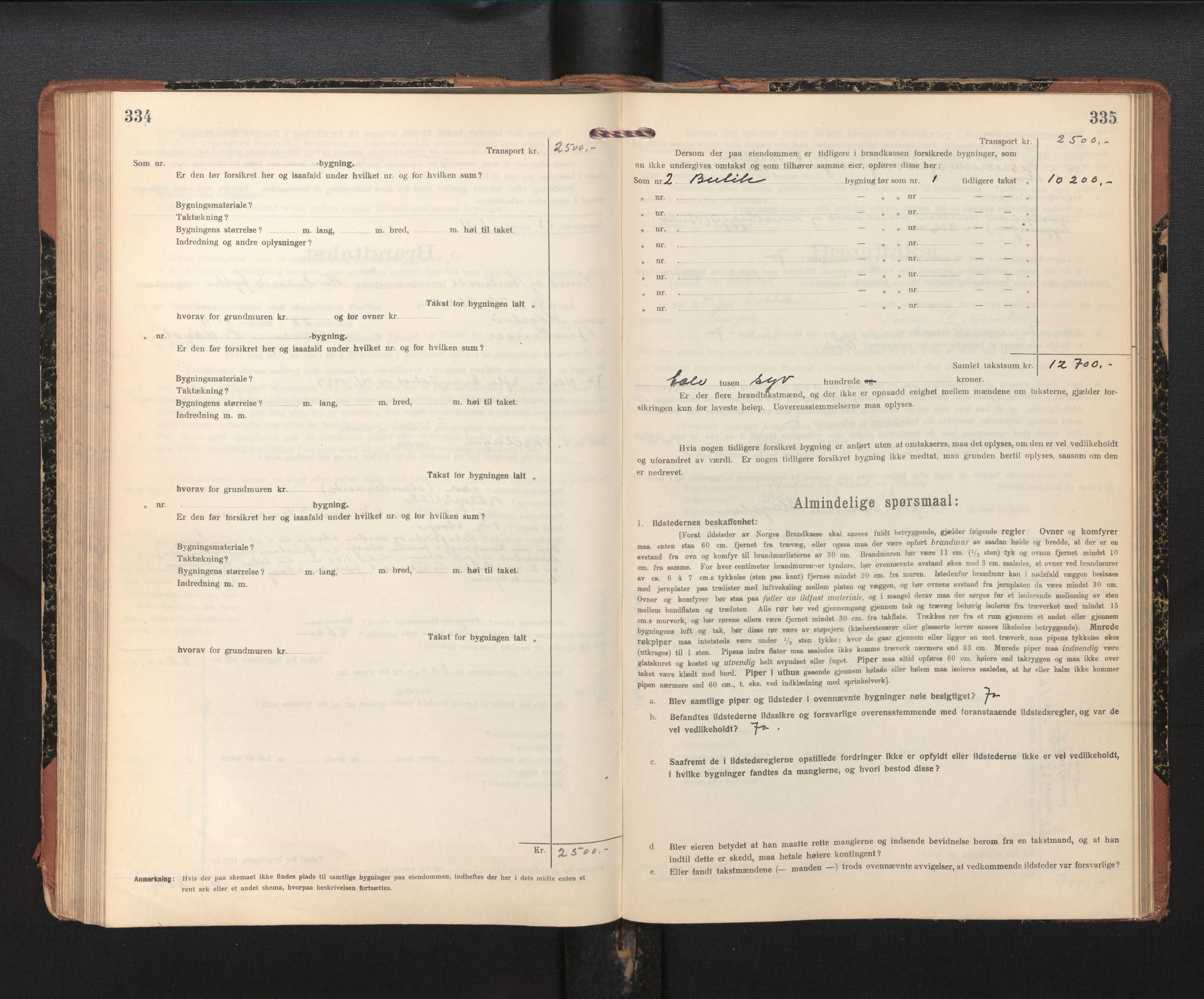 Lensmannen i Sund og Austevoll, SAB/A-35201/0012/L0004: Branntakstprotokoll, skjematakst, 1917-1949, p. 334-335
