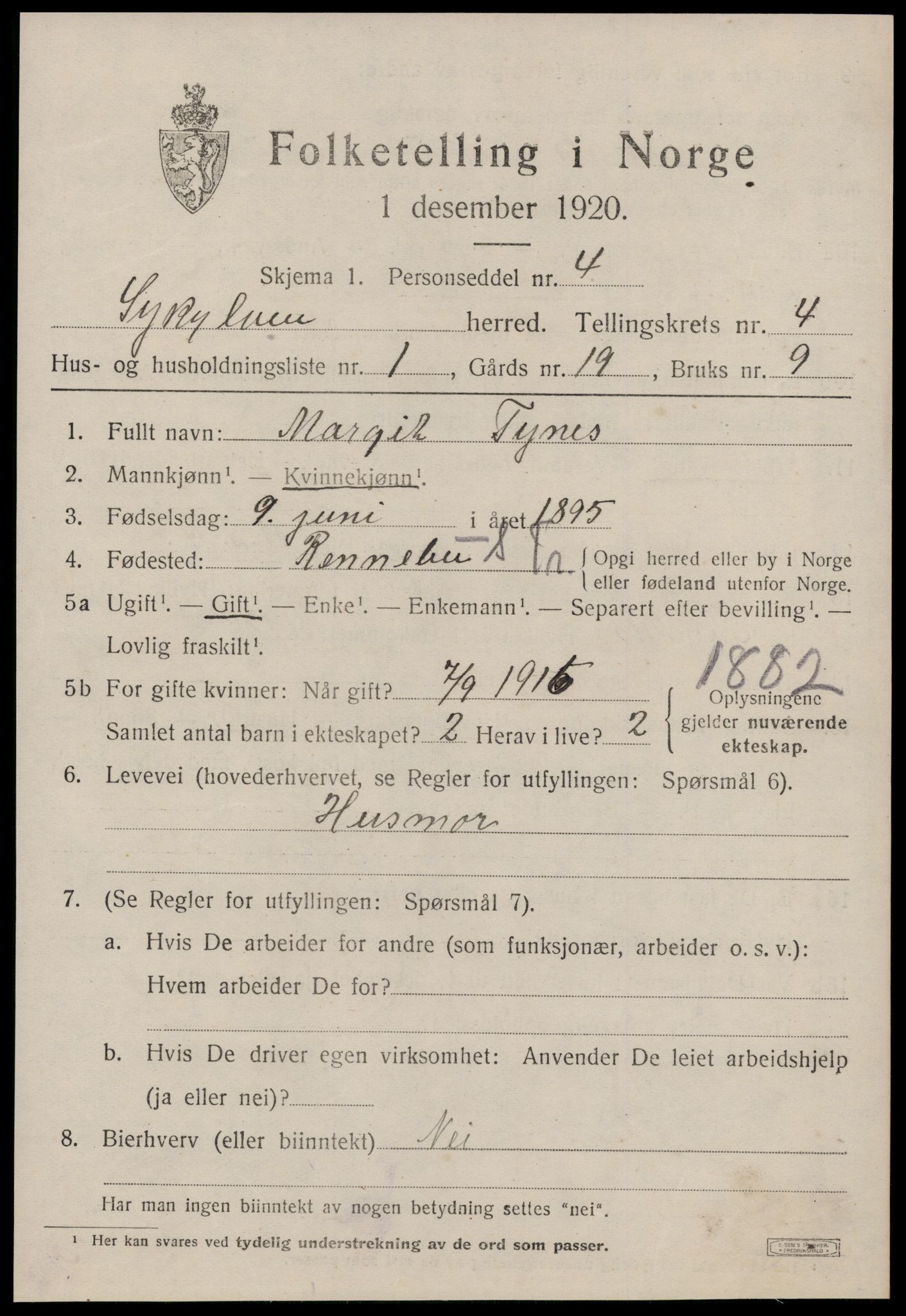 SAT, 1920 census for Sykkylven, 1920, p. 2741