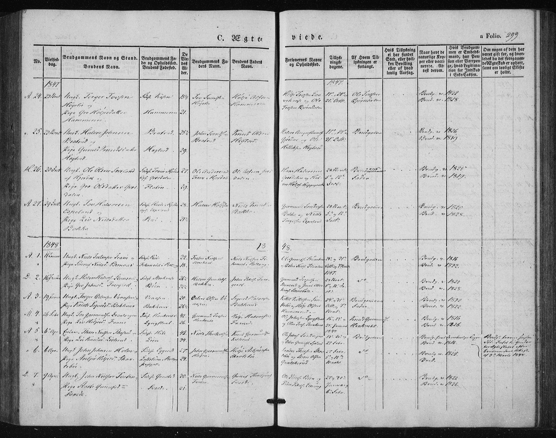 Tinn kirkebøker, SAKO/A-308/F/Fa/L0005: Parish register (official) no. I 5, 1844-1856, p. 299