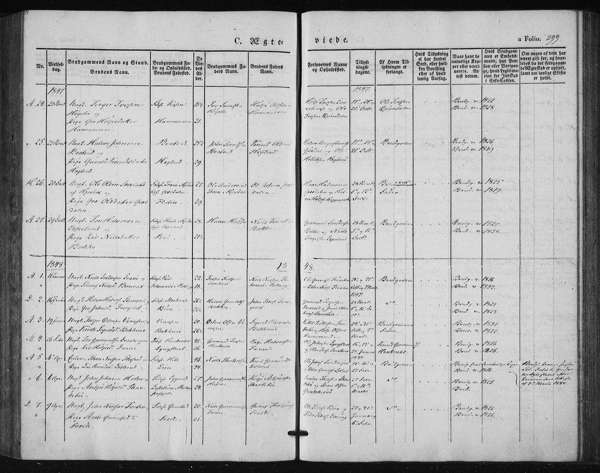 Tinn kirkebøker, AV/SAKO-A-308/F/Fa/L0005: Parish register (official) no. I 5, 1844-1856, p. 299