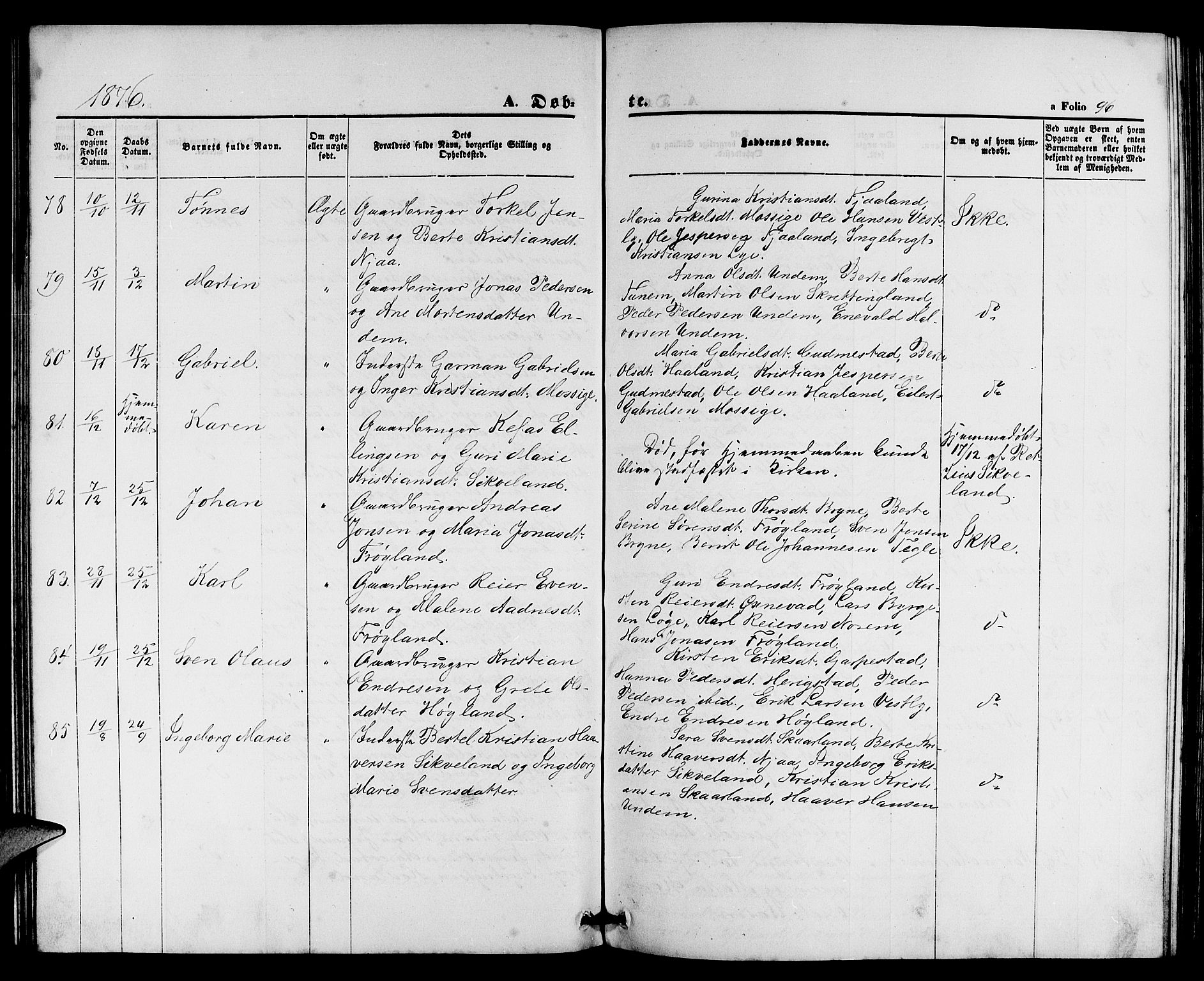 Lye sokneprestkontor, AV/SAST-A-101794/001/30BB/L0004: Parish register (copy) no. B 4, 1868-1878, p. 96