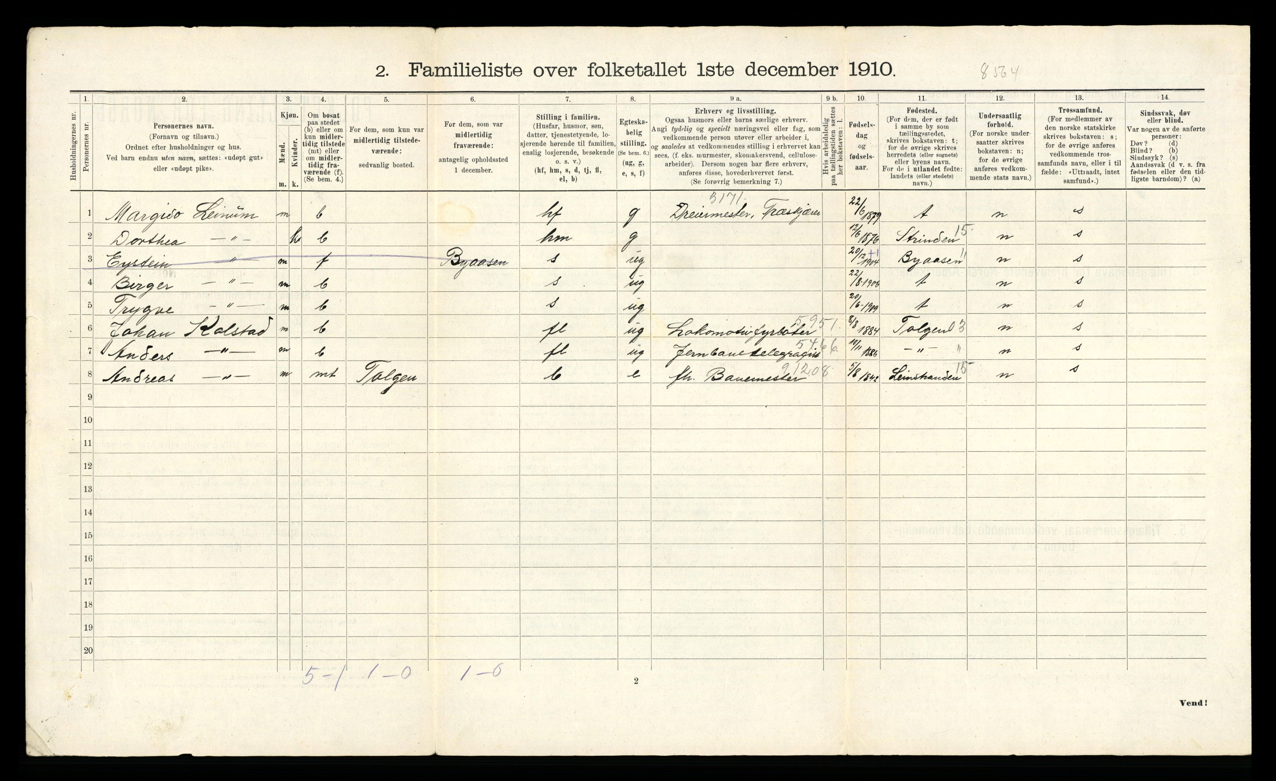 RA, 1910 census for Trondheim, 1910, p. 11116