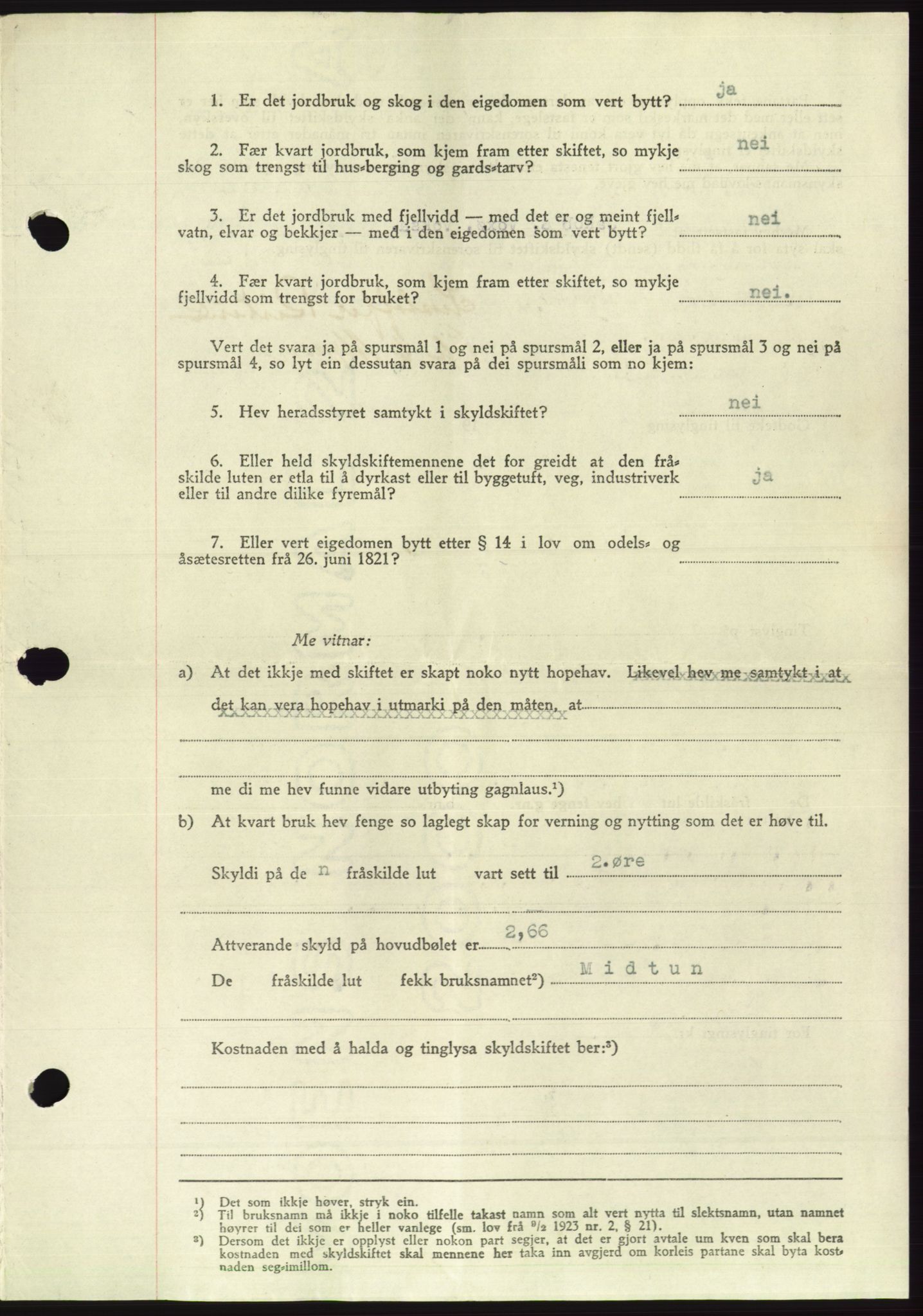 Søre Sunnmøre sorenskriveri, AV/SAT-A-4122/1/2/2C/L0085: Mortgage book no. 11A, 1949-1949, Diary no: : 1455/1949