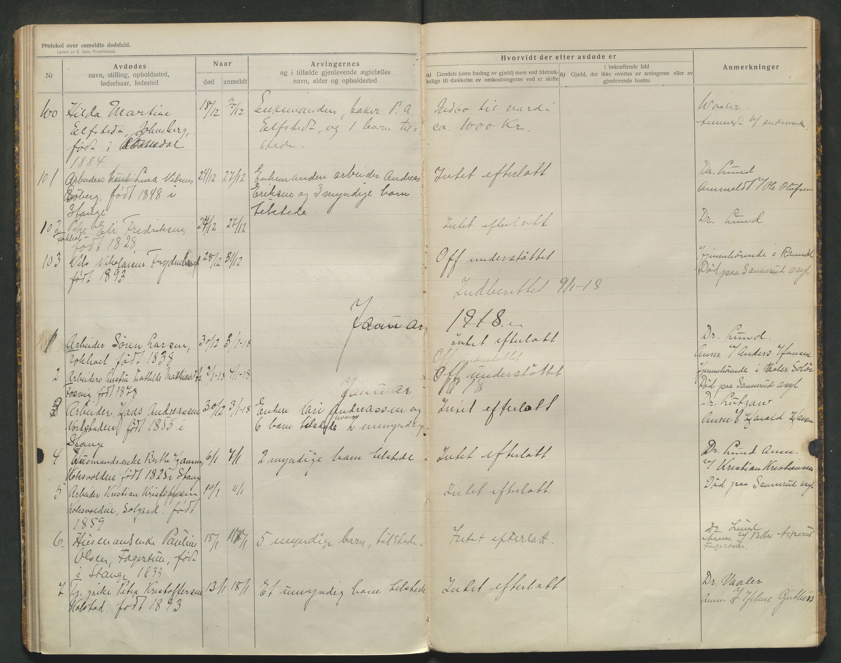 Stange lensmannskontor, AV/SAH-LHS-020/H/Ha/Haa/L0001/0002: Dødsfallsprotokoller / Dødsfallsprotokoll, 1914-1918