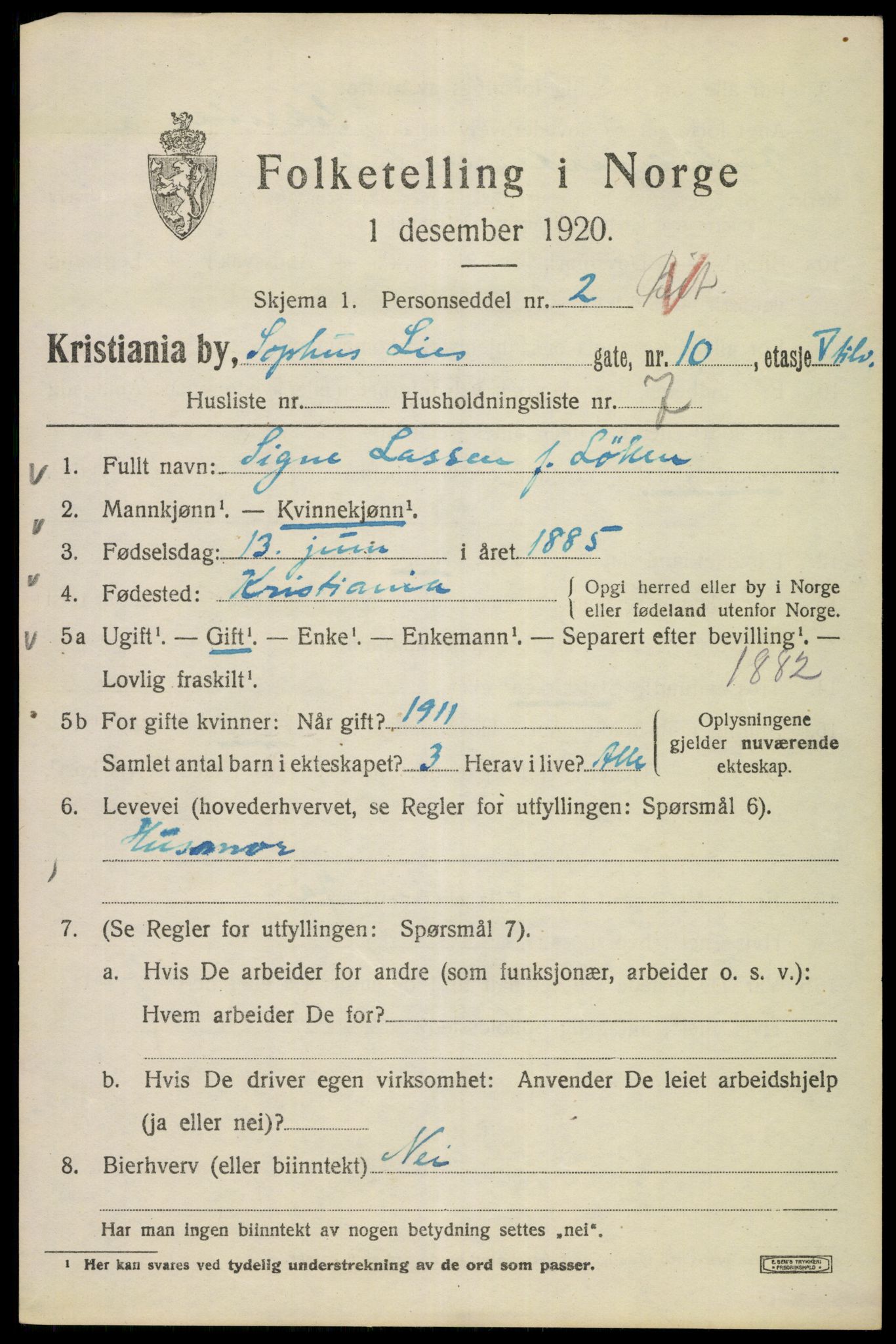 SAO, 1920 census for Kristiania, 1920, p. 528439