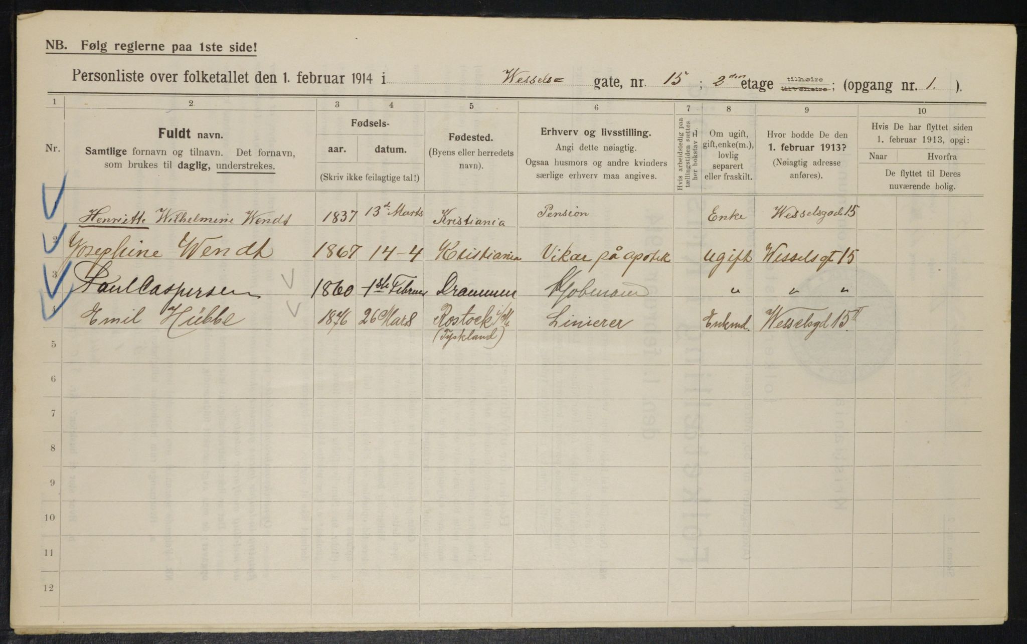 OBA, Municipal Census 1914 for Kristiania, 1914, p. 129182