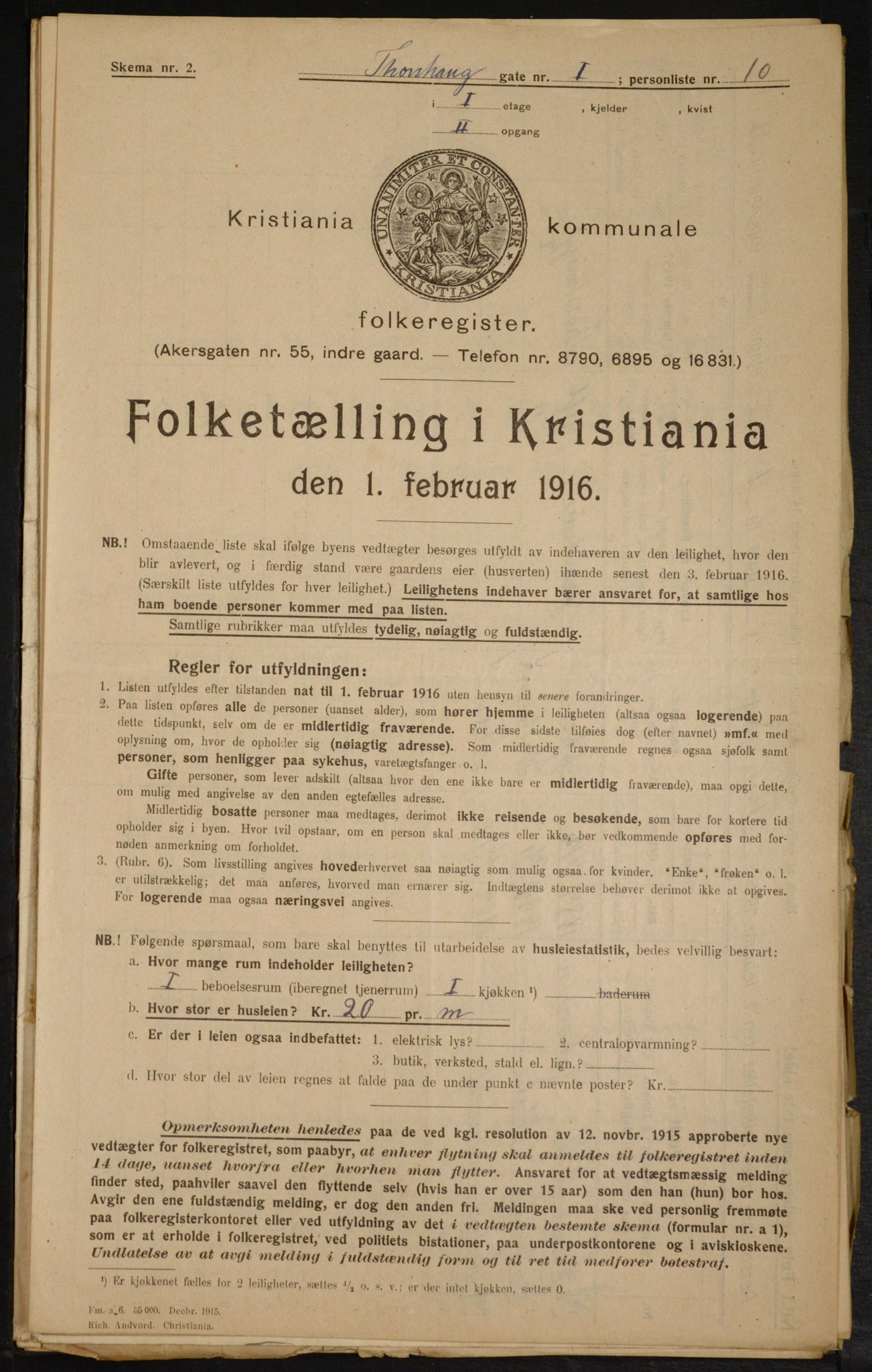 OBA, Municipal Census 1916 for Kristiania, 1916, p. 117626