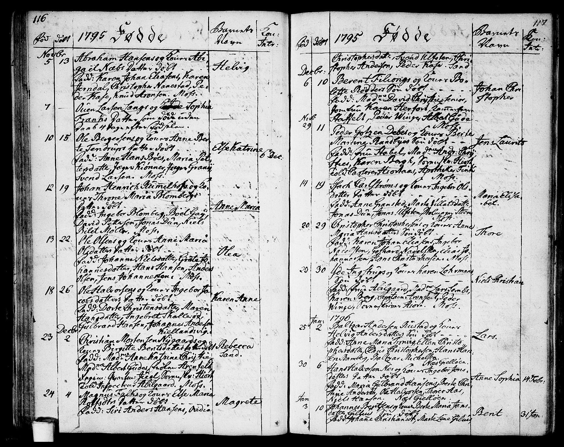 Moss prestekontor Kirkebøker, AV/SAO-A-2003/F/Fa/L0004: Parish register (official) no. I 4, 1784-1808, p. 116-117