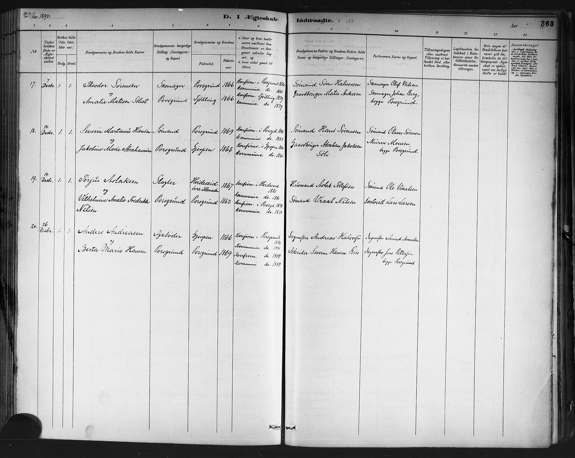 Porsgrunn kirkebøker , SAKO/A-104/G/Gb/L0005: Parish register (copy) no. II 5, 1883-1915, p. 363
