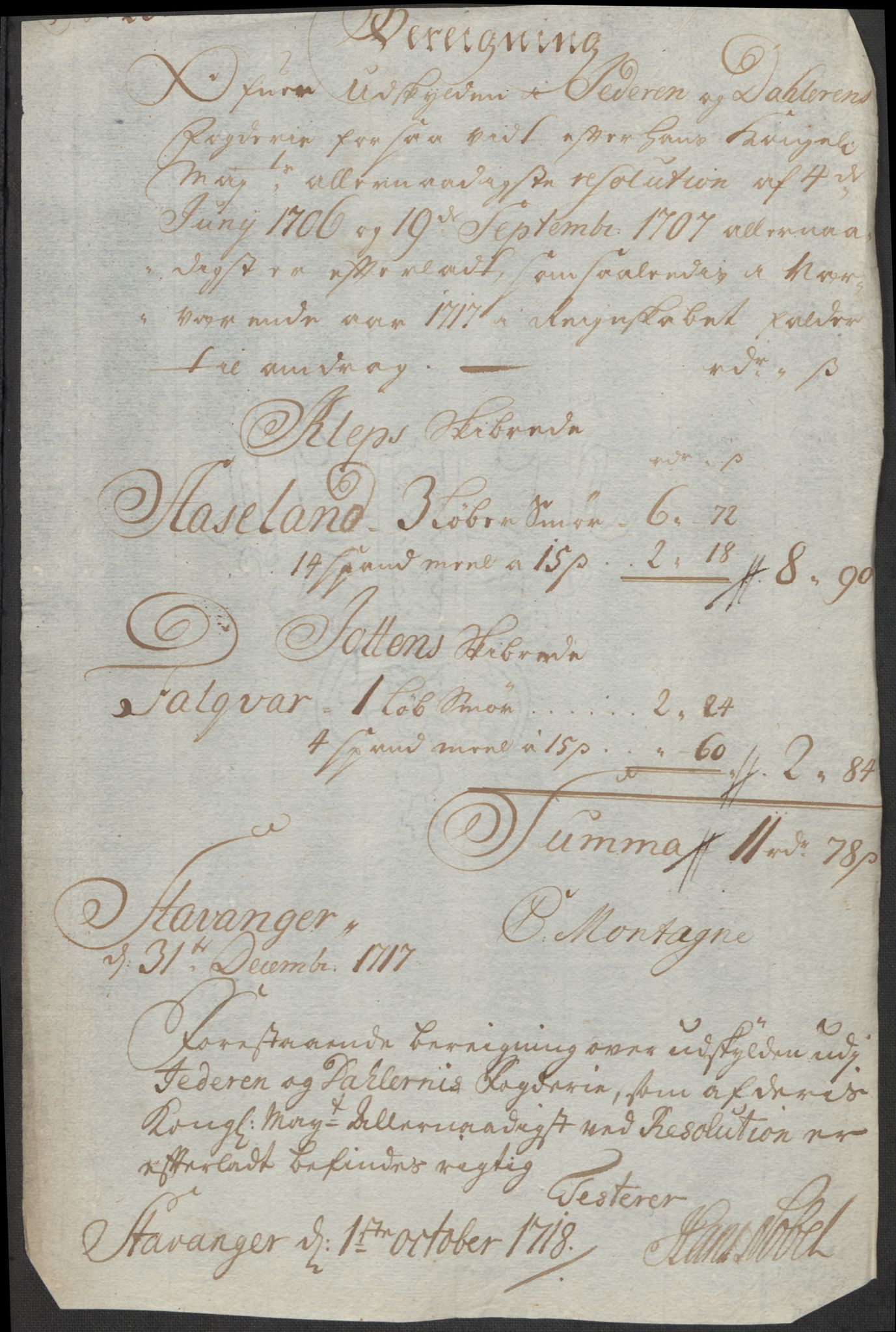 Rentekammeret inntil 1814, Reviderte regnskaper, Fogderegnskap, RA/EA-4092/R46/L2742: Fogderegnskap Jæren og Dalane, 1717, p. 200