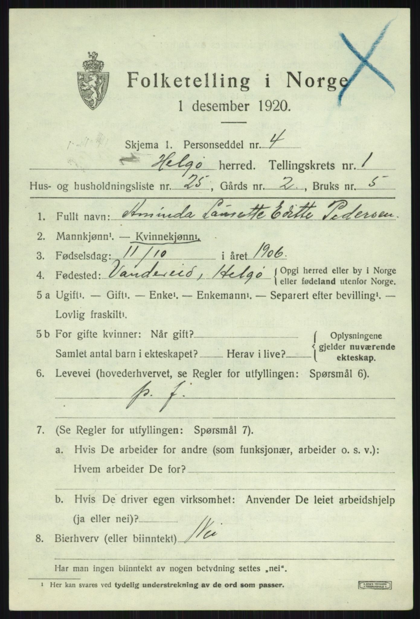 SATØ, 1920 census for Helgøy, 1920, p. 858