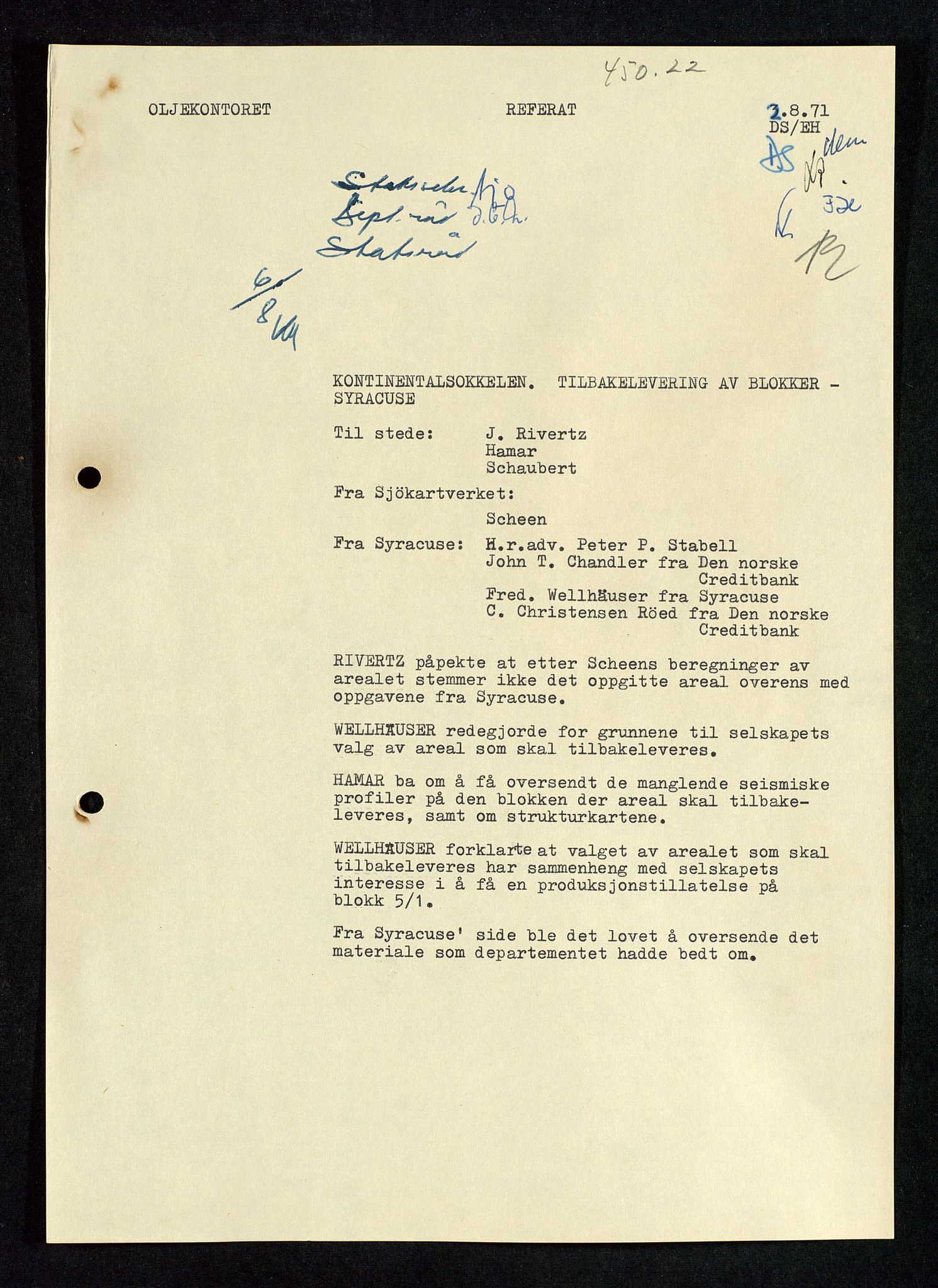 Industridepartementet, Oljekontoret, AV/SAST-A-101348/Da/L0004: Arkivnøkkel 711 - 712 Utvinningstillatelser, 1970-1971, p. 246