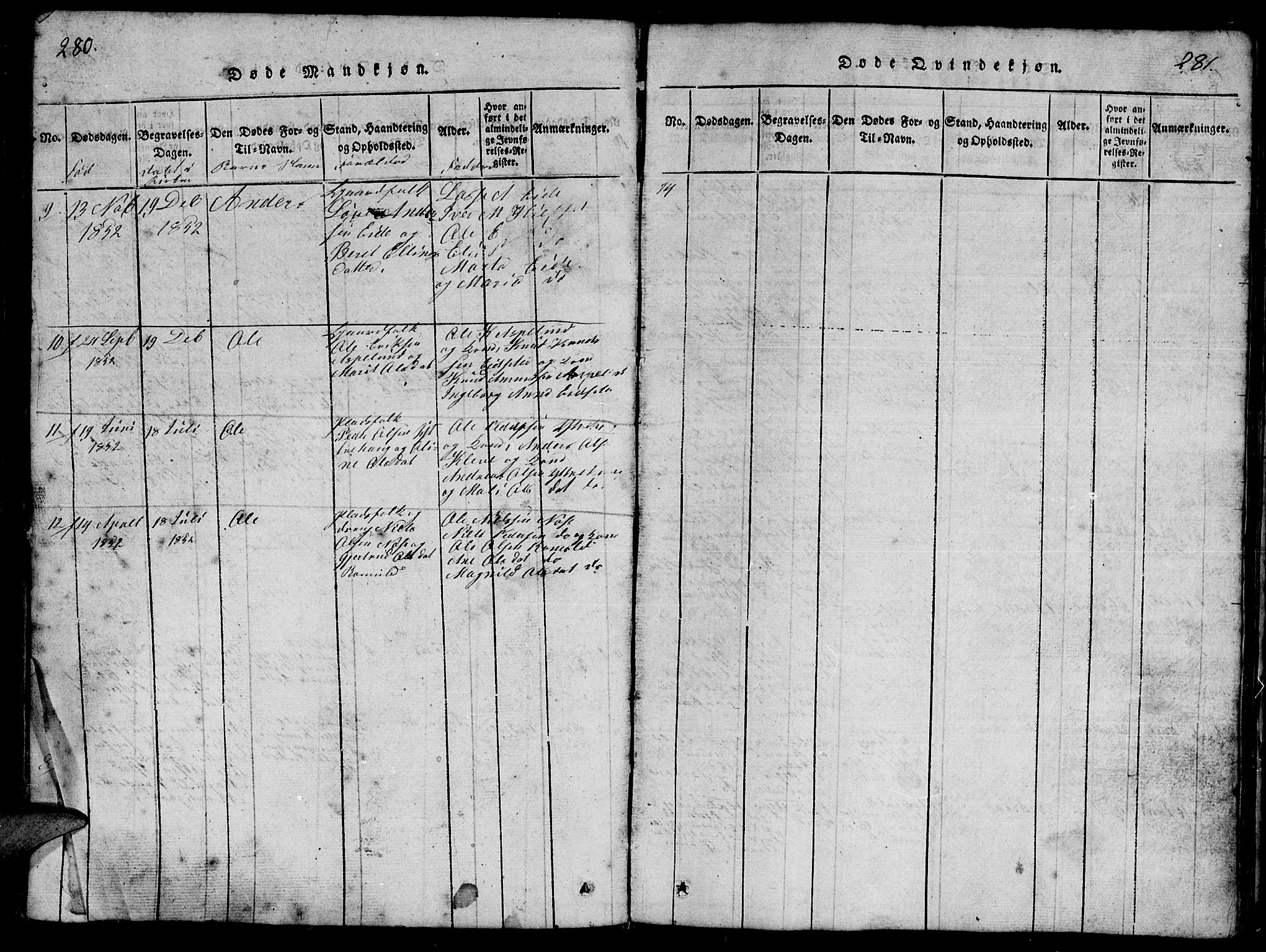 Ministerialprotokoller, klokkerbøker og fødselsregistre - Møre og Romsdal, AV/SAT-A-1454/557/L0683: Parish register (copy) no. 557C01, 1818-1862, p. 280-281