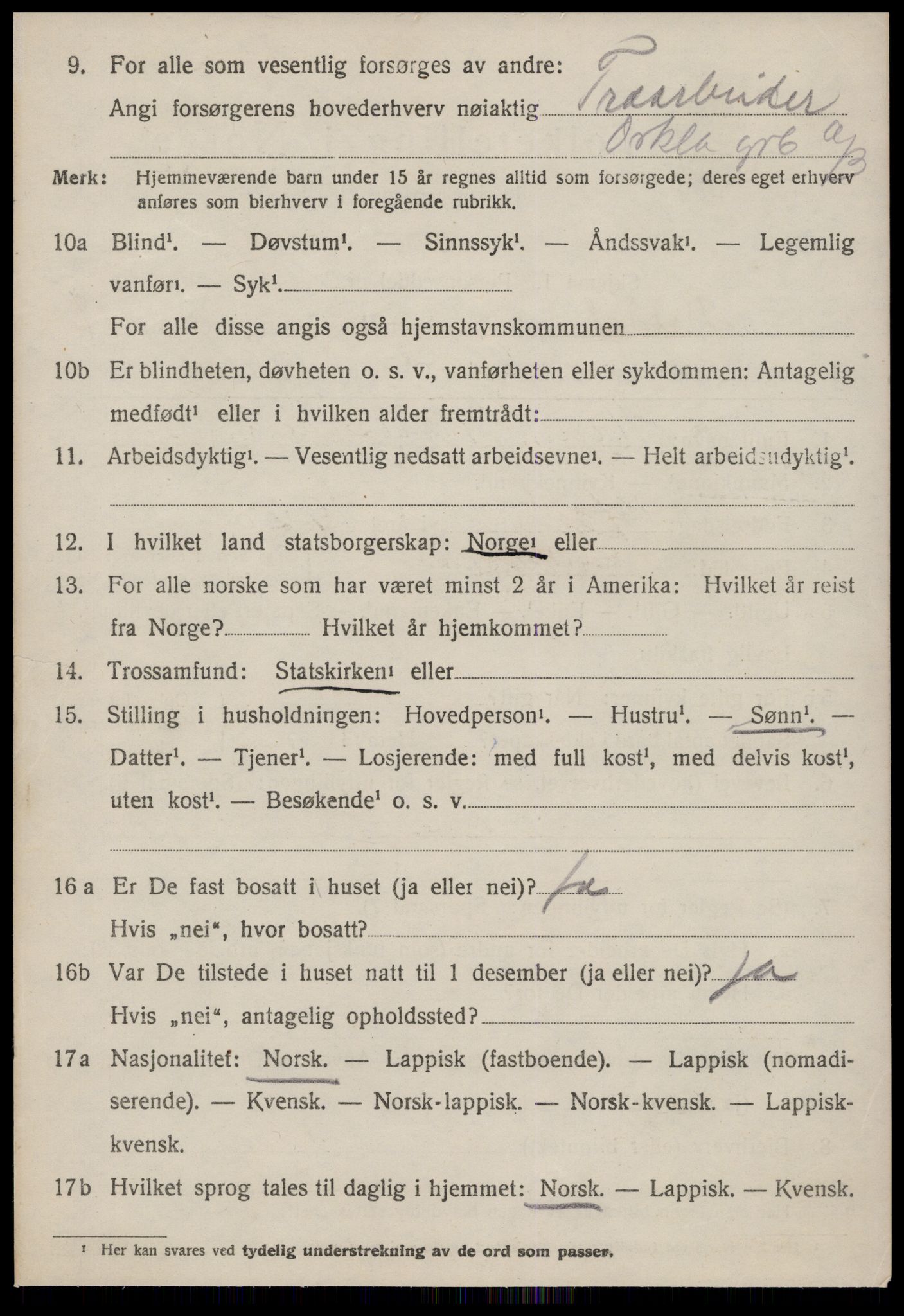 SAT, 1920 census for Meldal, 1920, p. 9130