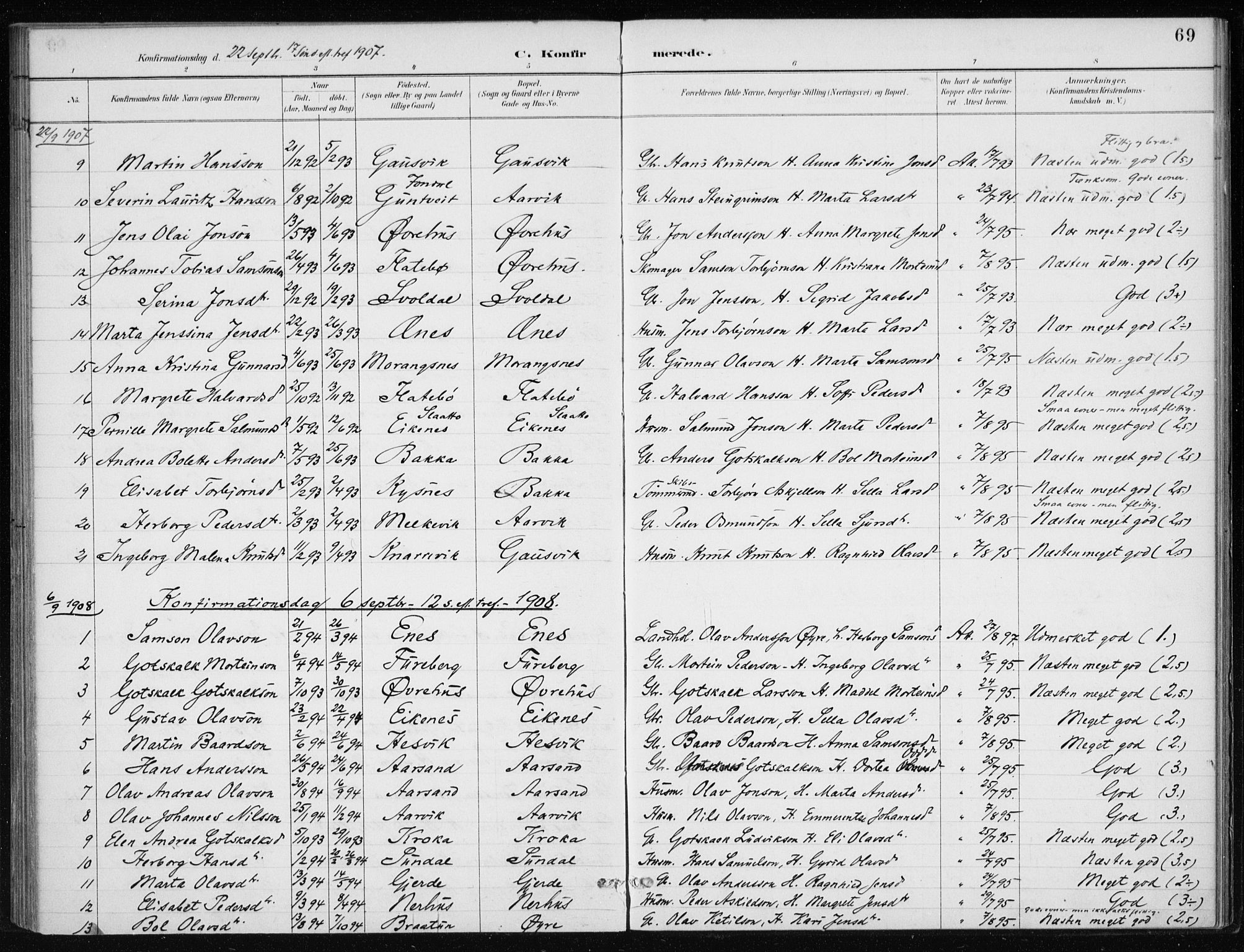 Kvinnherad sokneprestembete, SAB/A-76401/H/Haa: Parish register (official) no. F 1, 1887-1912, p. 69