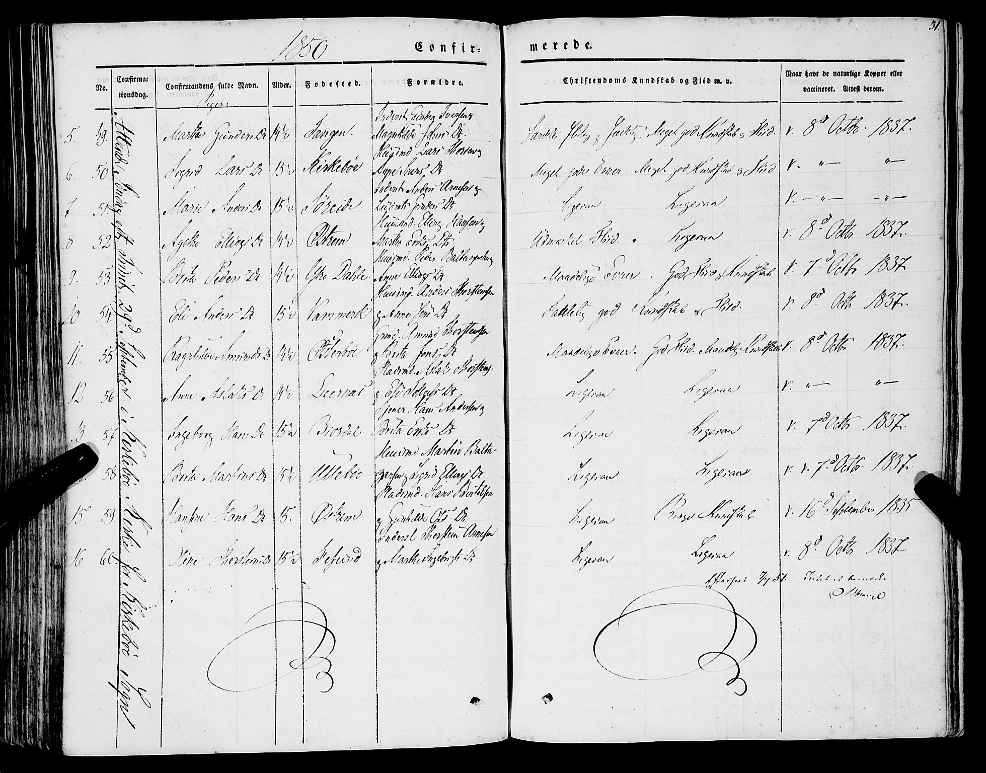 Lavik sokneprestembete, AV/SAB-A-80901: Parish register (official) no. A 3, 1843-1863, p. 31