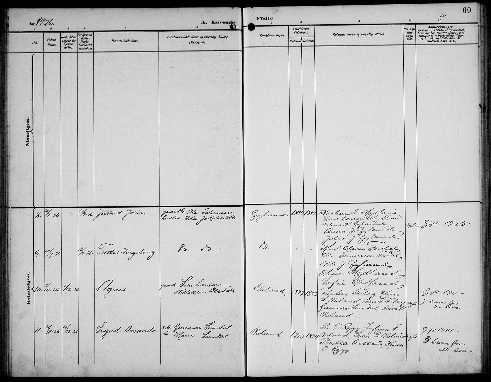 Bakke sokneprestkontor, AV/SAK-1111-0002/F/Fb/Fbb/L0004: Parish register (copy) no. B 4, 1896-1927, p. 60