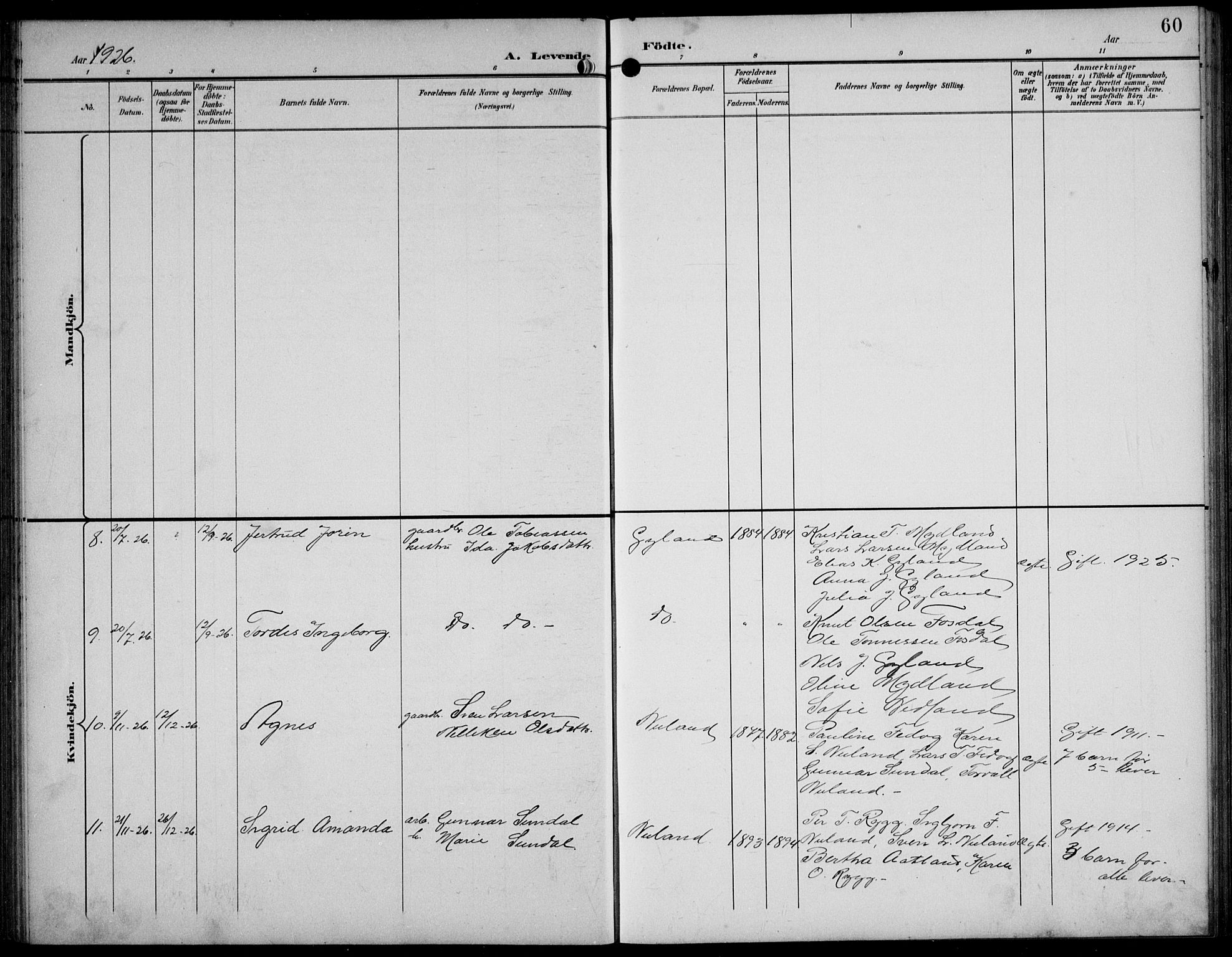 Bakke sokneprestkontor, AV/SAK-1111-0002/F/Fb/Fbb/L0004: Parish register (copy) no. B 4, 1896-1927, p. 60