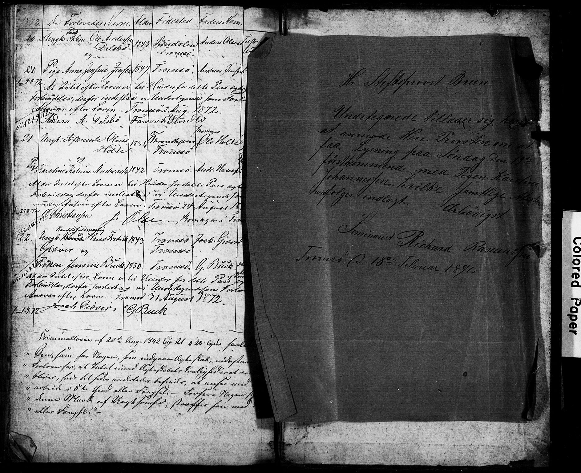 Tromsø sokneprestkontor/stiftsprosti/domprosti, AV/SATØ-S-1343/H/Hc/L0097: Banns register no. 97, 1851-1872