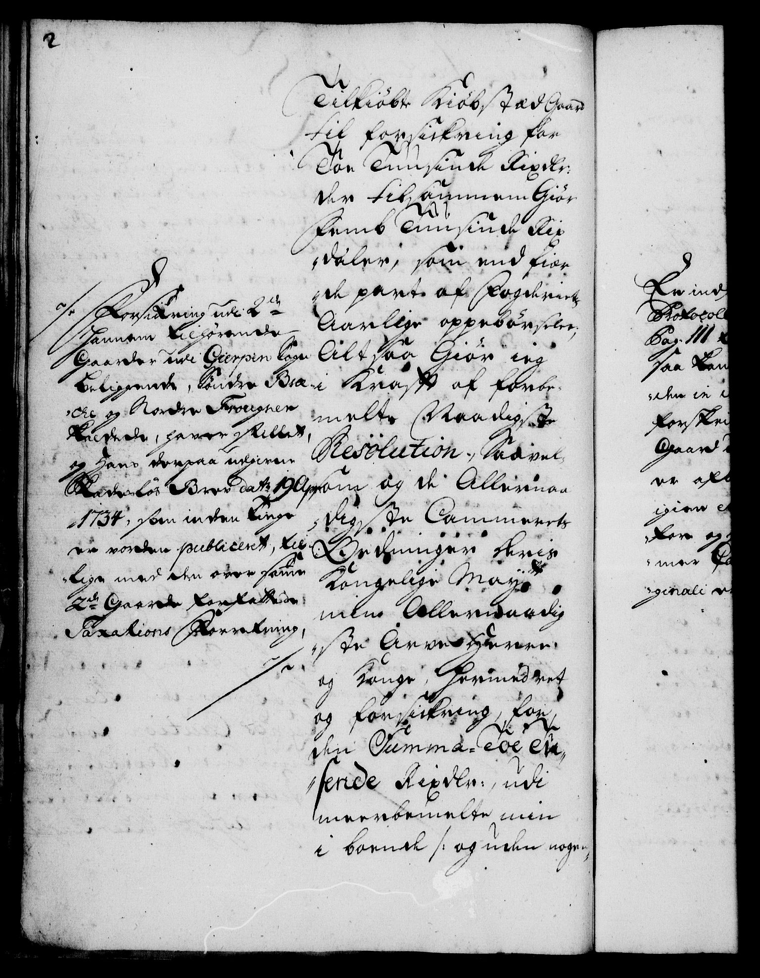 Rentekammeret, Kammerkanselliet, RA/EA-3111/G/Gh/Ghd/L0002: Kausjonsprotokoll med register (merket RK 53.40), 1727-1732, p. 2