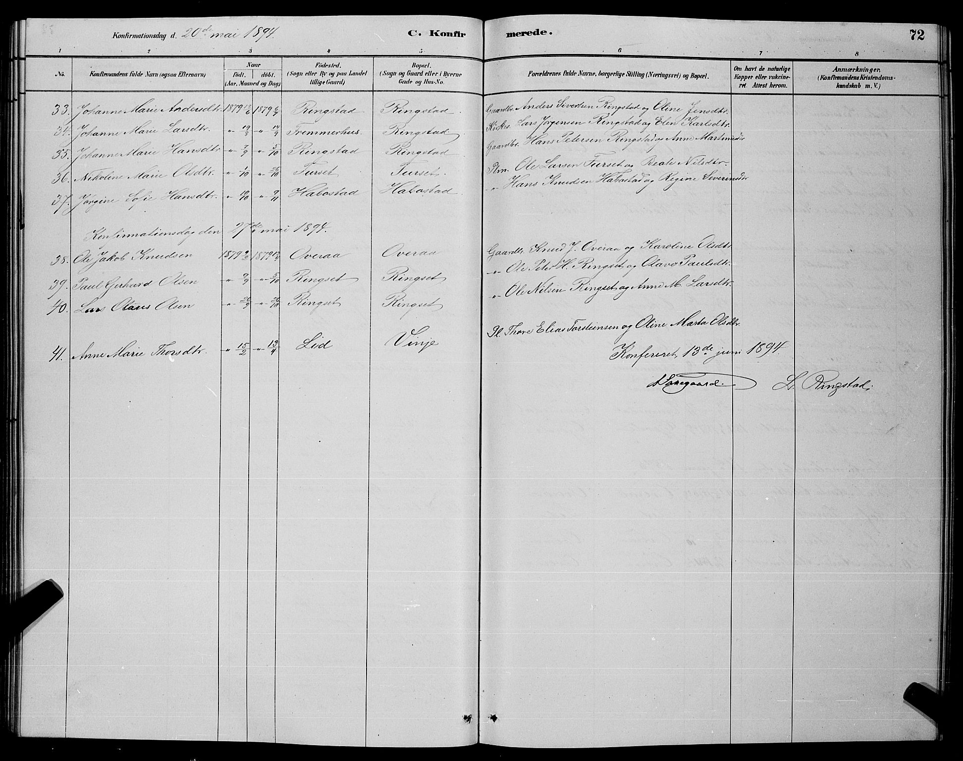 Ministerialprotokoller, klokkerbøker og fødselsregistre - Møre og Romsdal, AV/SAT-A-1454/520/L0292: Parish register (copy) no. 520C04, 1882-1901, p. 72