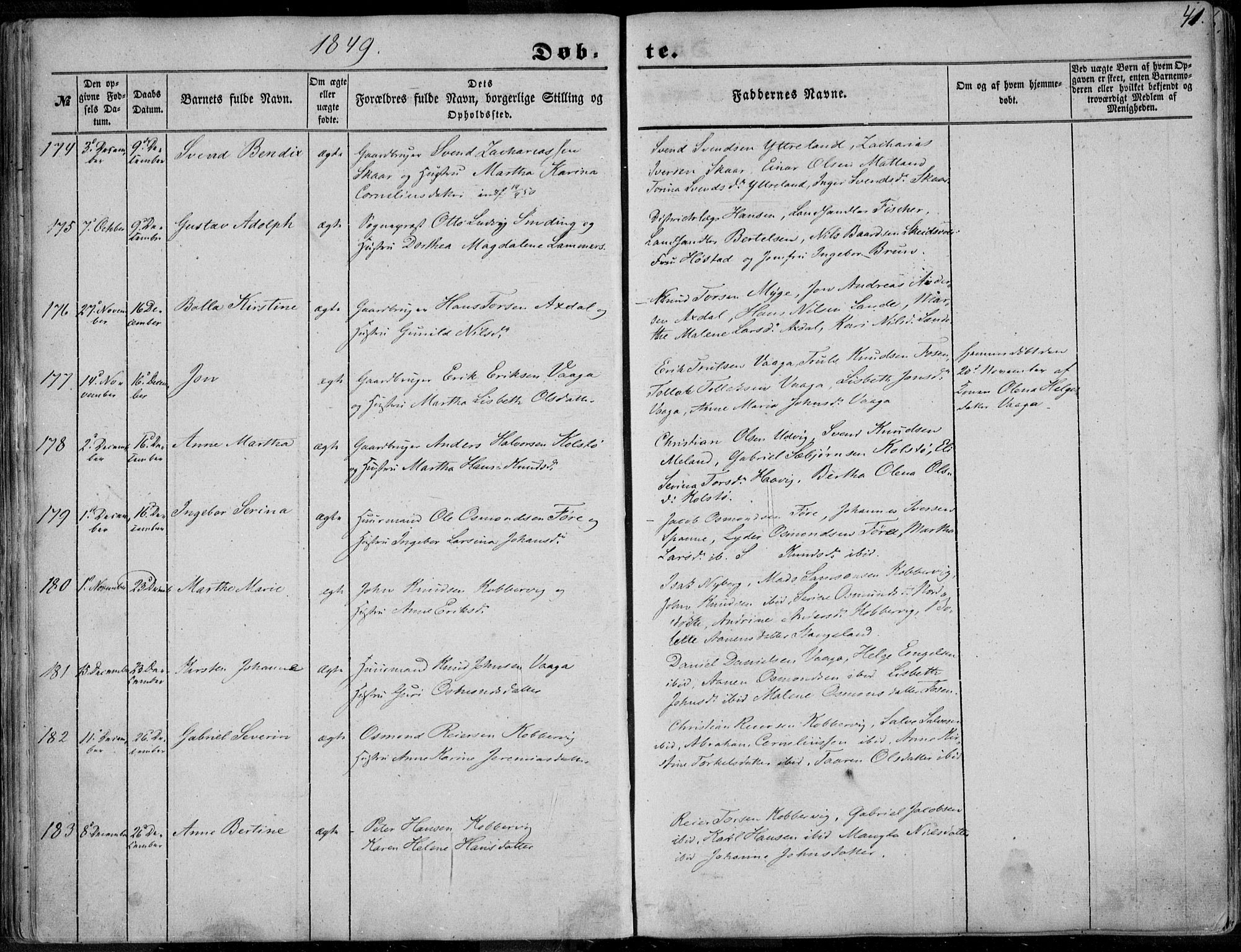 Avaldsnes sokneprestkontor, AV/SAST-A -101851/H/Ha/Haa/L0008: Parish register (official) no. A 8, 1847-1857, p. 41