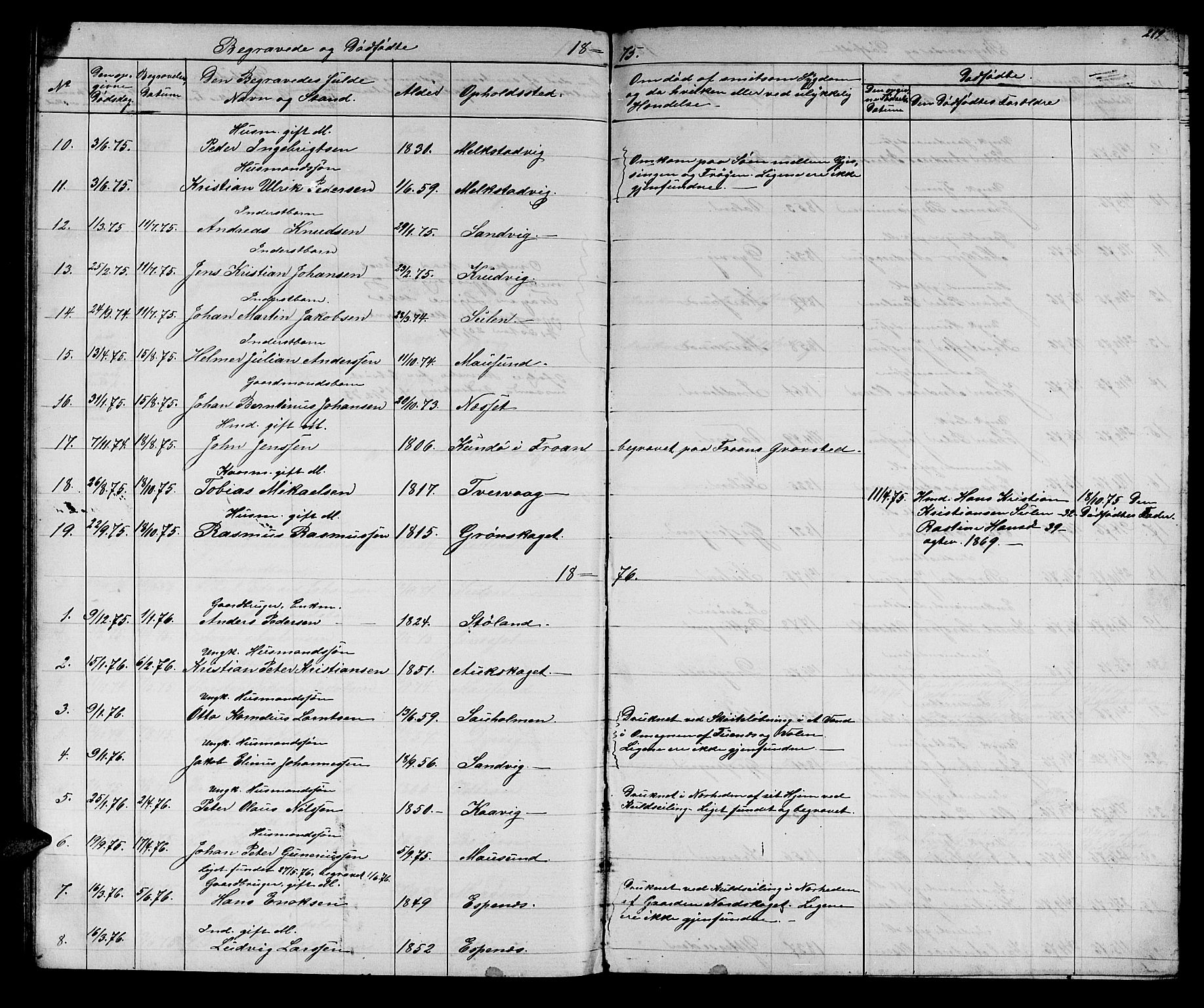 Ministerialprotokoller, klokkerbøker og fødselsregistre - Sør-Trøndelag, AV/SAT-A-1456/640/L0583: Parish register (copy) no. 640C01, 1866-1877, p. 218-219