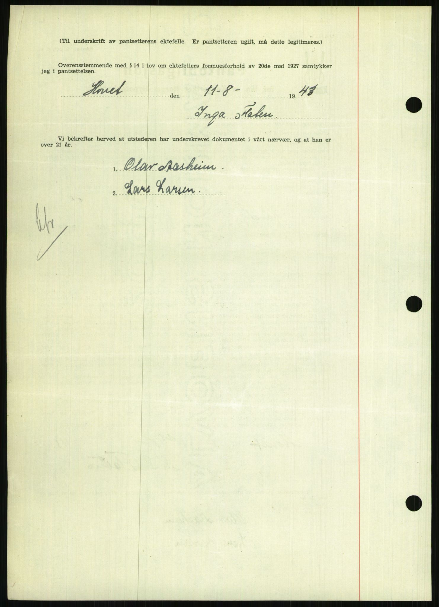 Nedenes sorenskriveri, AV/SAK-1221-0006/G/Gb/Gbb/L0002: Mortgage book no. II, 1942-1945, Diary no: : 767/1943