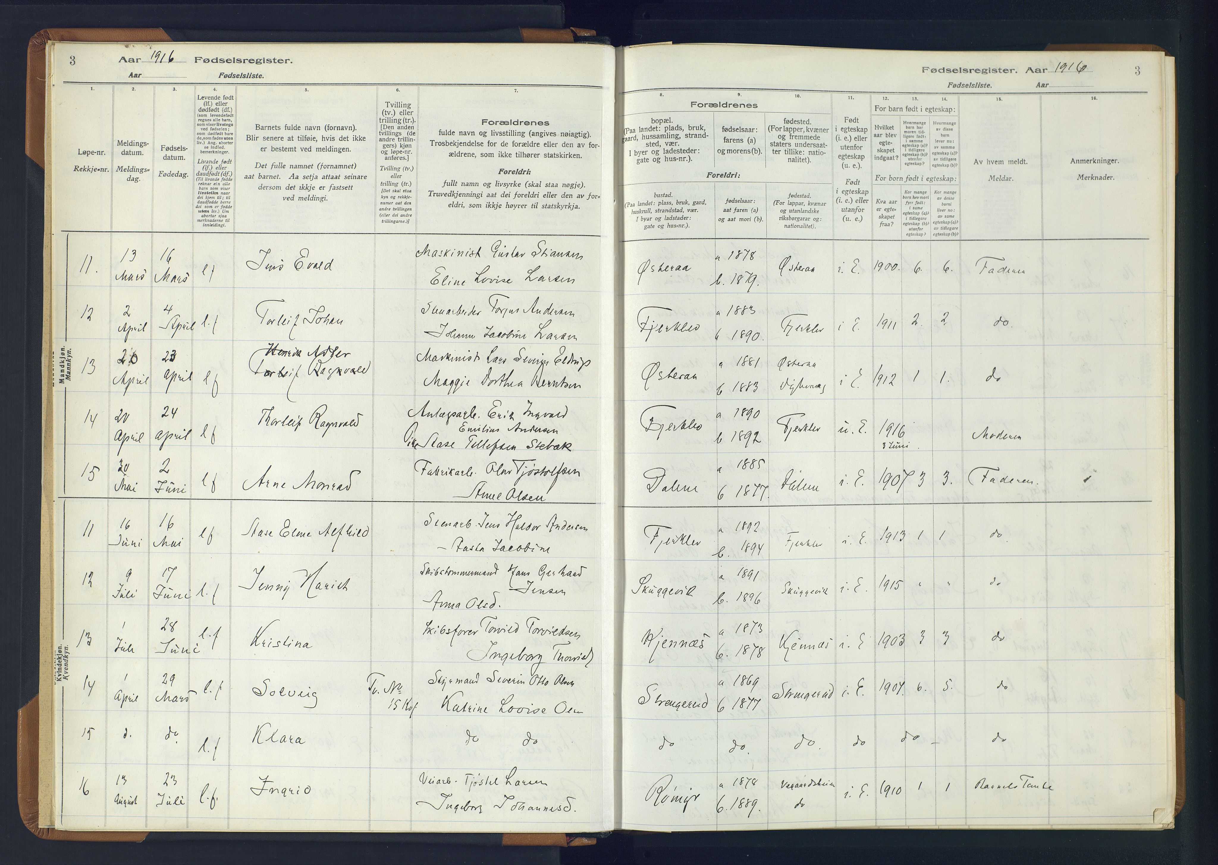 Holt sokneprestkontor, AV/SAK-1111-0021/J/Ja/L0001: Birth register no. II.4.1, 1916-1946, p. 3