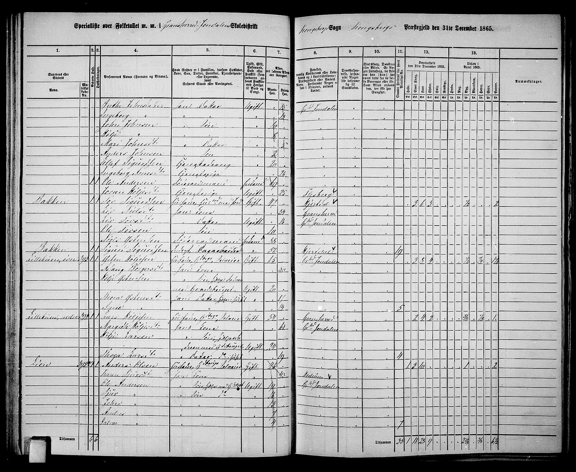 RA, 1865 census for Gransherad, 1865, p. 60